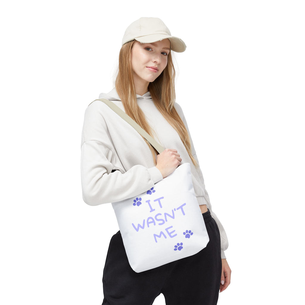 Cat Paw Print Tote — "It Wasn't Me" Funny Cat Tote Bag