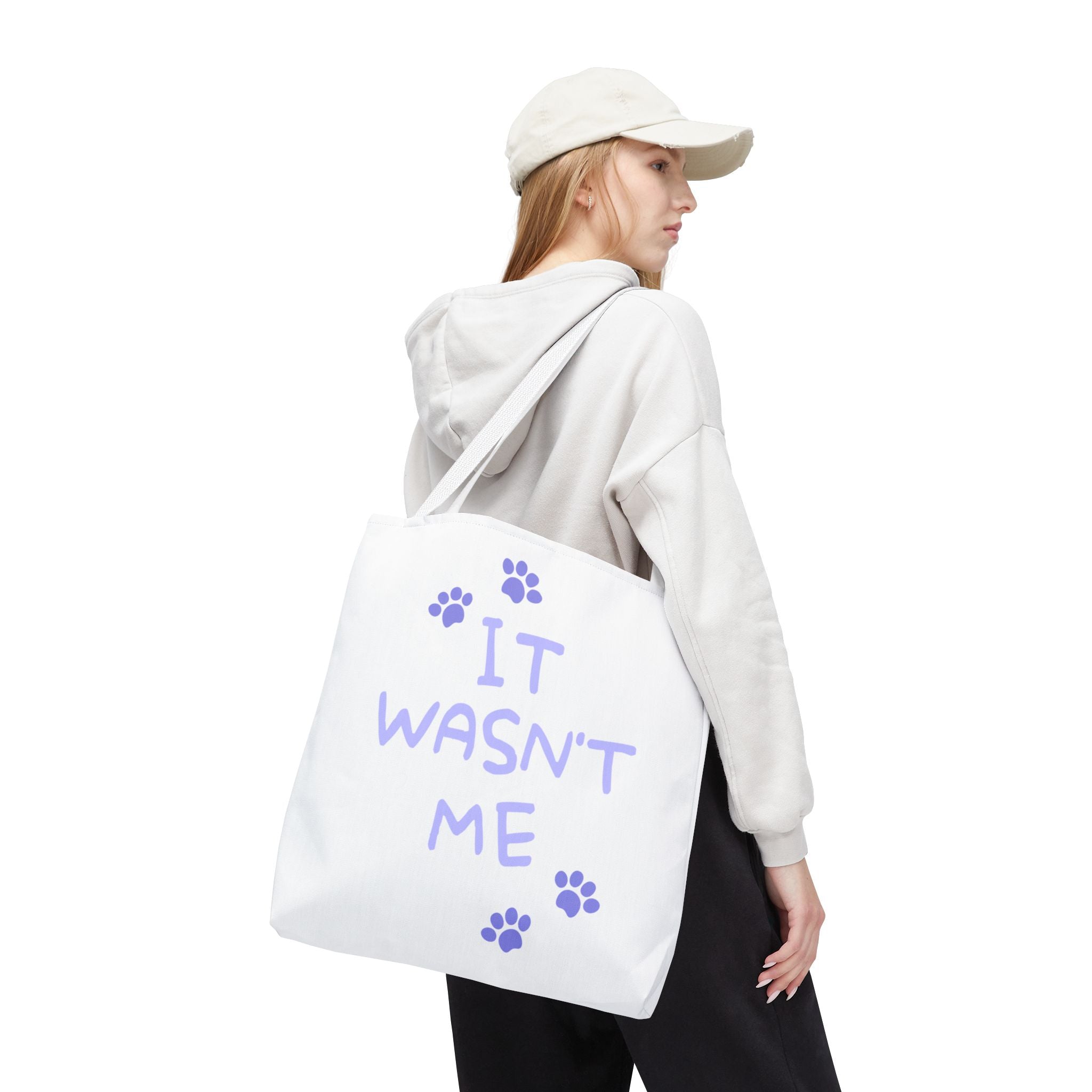 Cat Paw Print Tote — "It Wasn't Me" Funny Cat Tote Bag