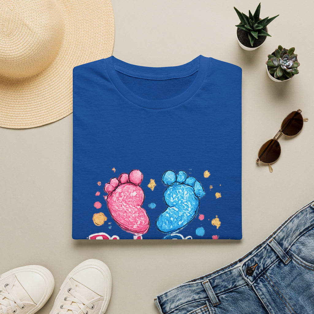 Gender Reveal Baby Footprint T-Shirt — "Pink & Blue We Love You"