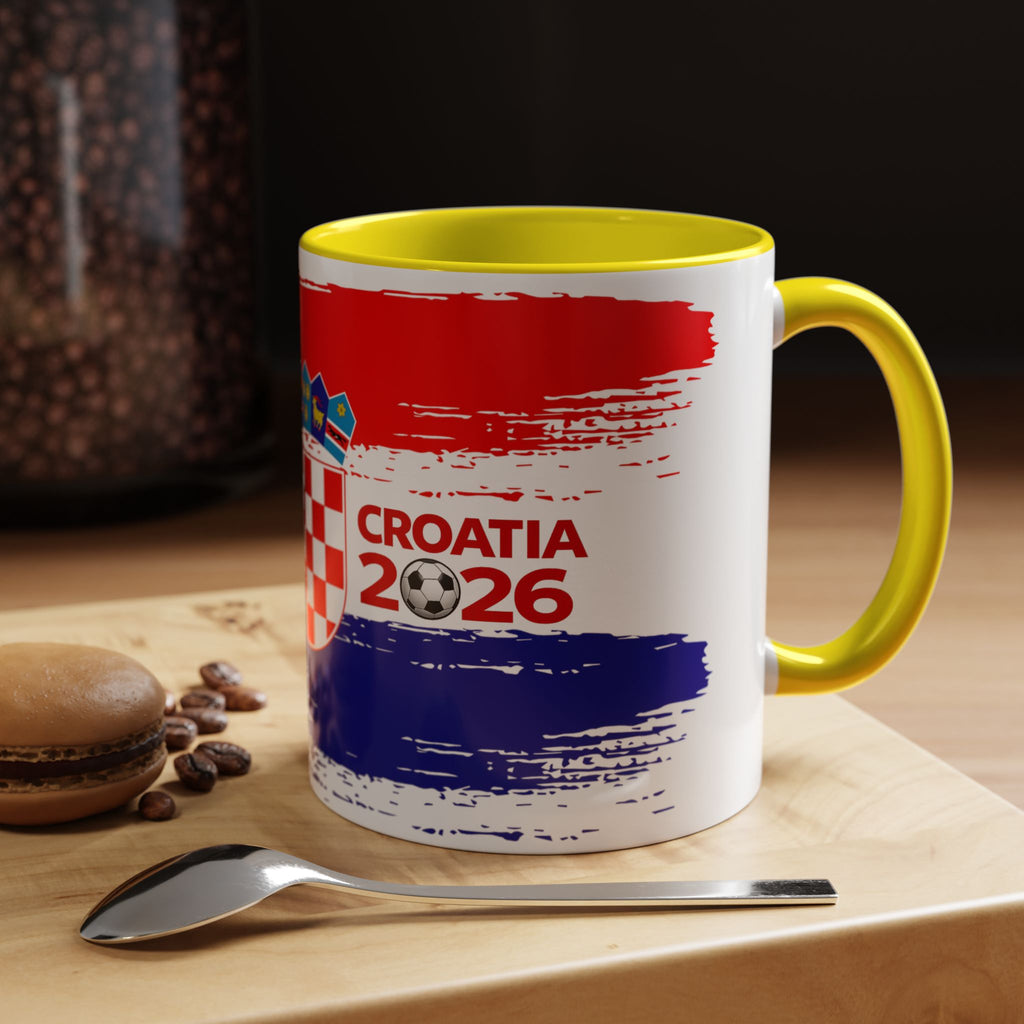 Croatia 2026 Accent Coffee Mug – Red White Blue Crest Soccer Fan Gift
