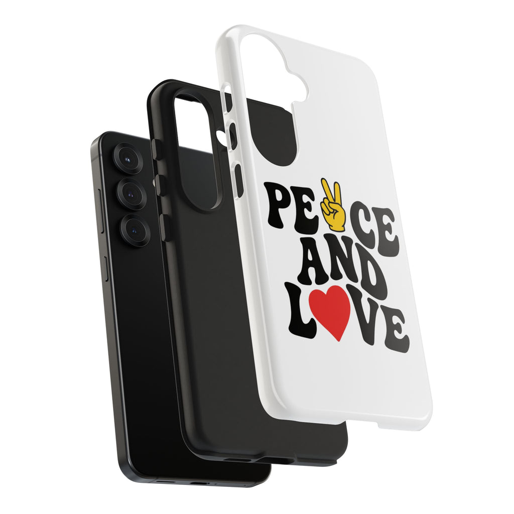 Peace and Love Tough Phone Case — Retro Peace Sign & Heart Protective Cover
