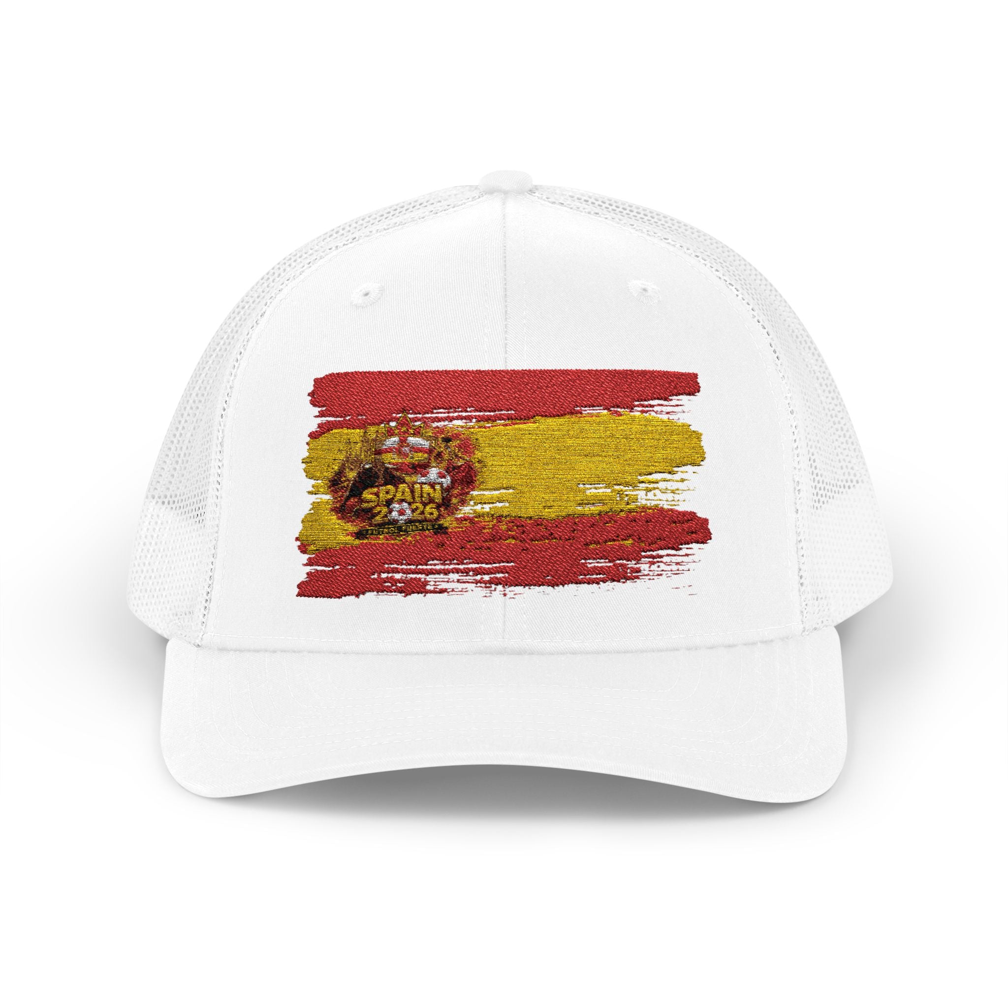 Spain Flag Trucker Cap — Distressed Spanish Flag Snapback Hat
