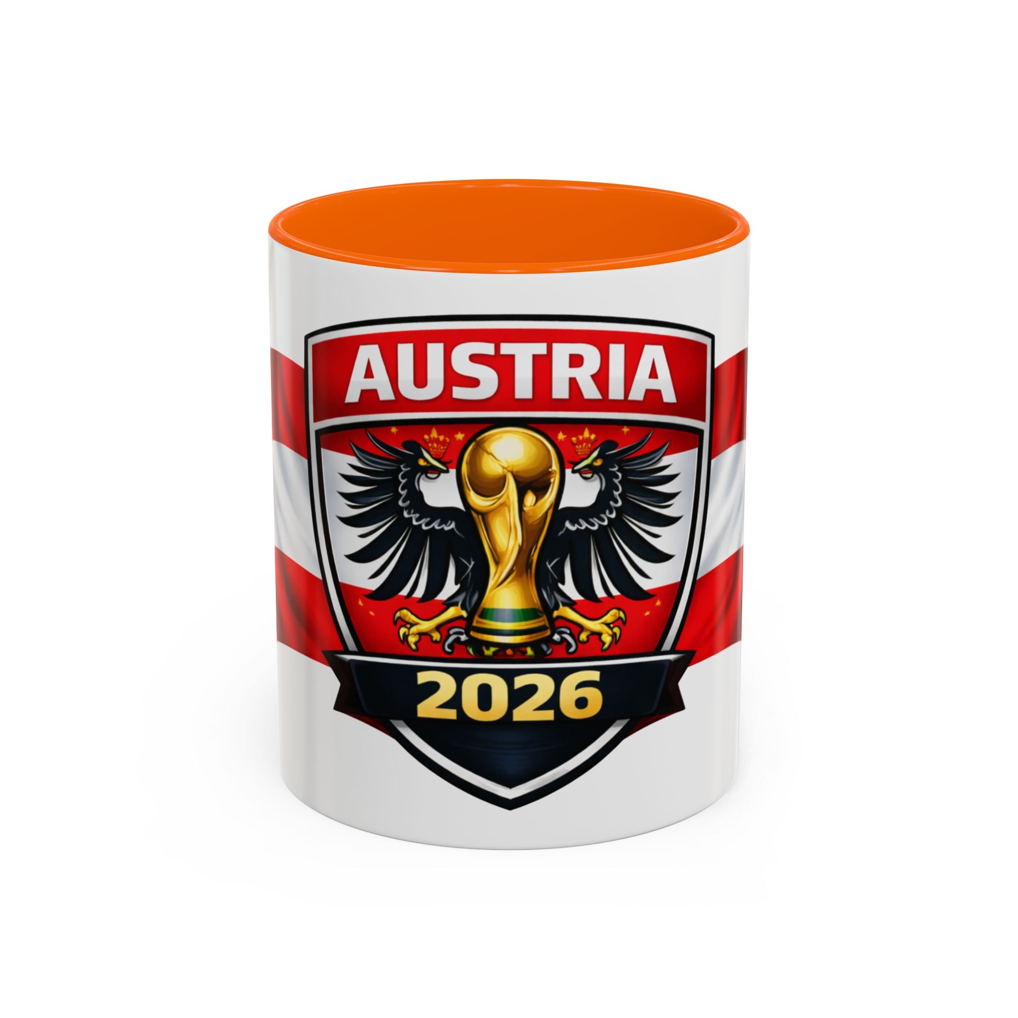 Austria 2026 Cup Coffee Mug – Austrian Flag & Trophy Accent Mug