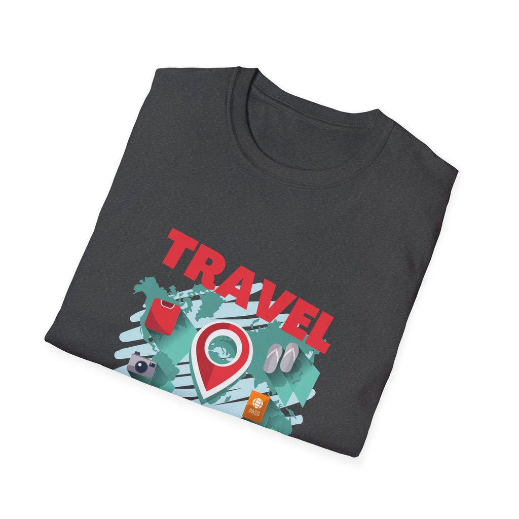 Travel Is My Therapy T-Shirt — Wanderlust Map Tee for Travelers & Adventure Lovers