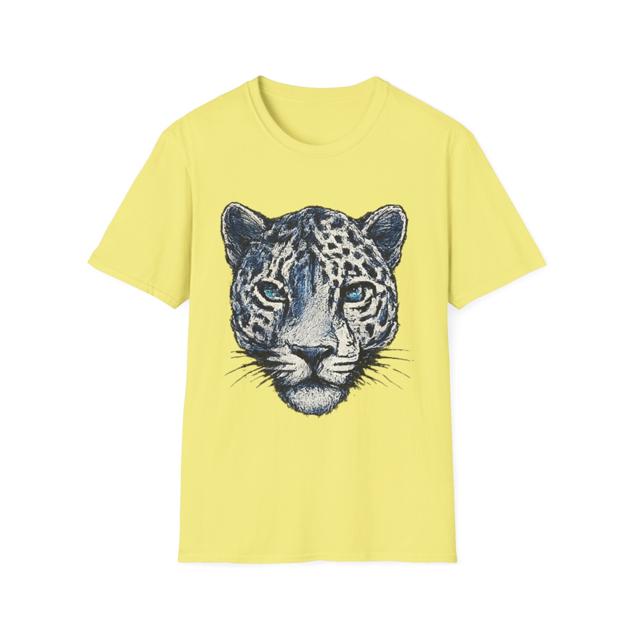 Leopard Face T-Shirt — Realistic Blue-Eyed Big Cat Graphic Tee