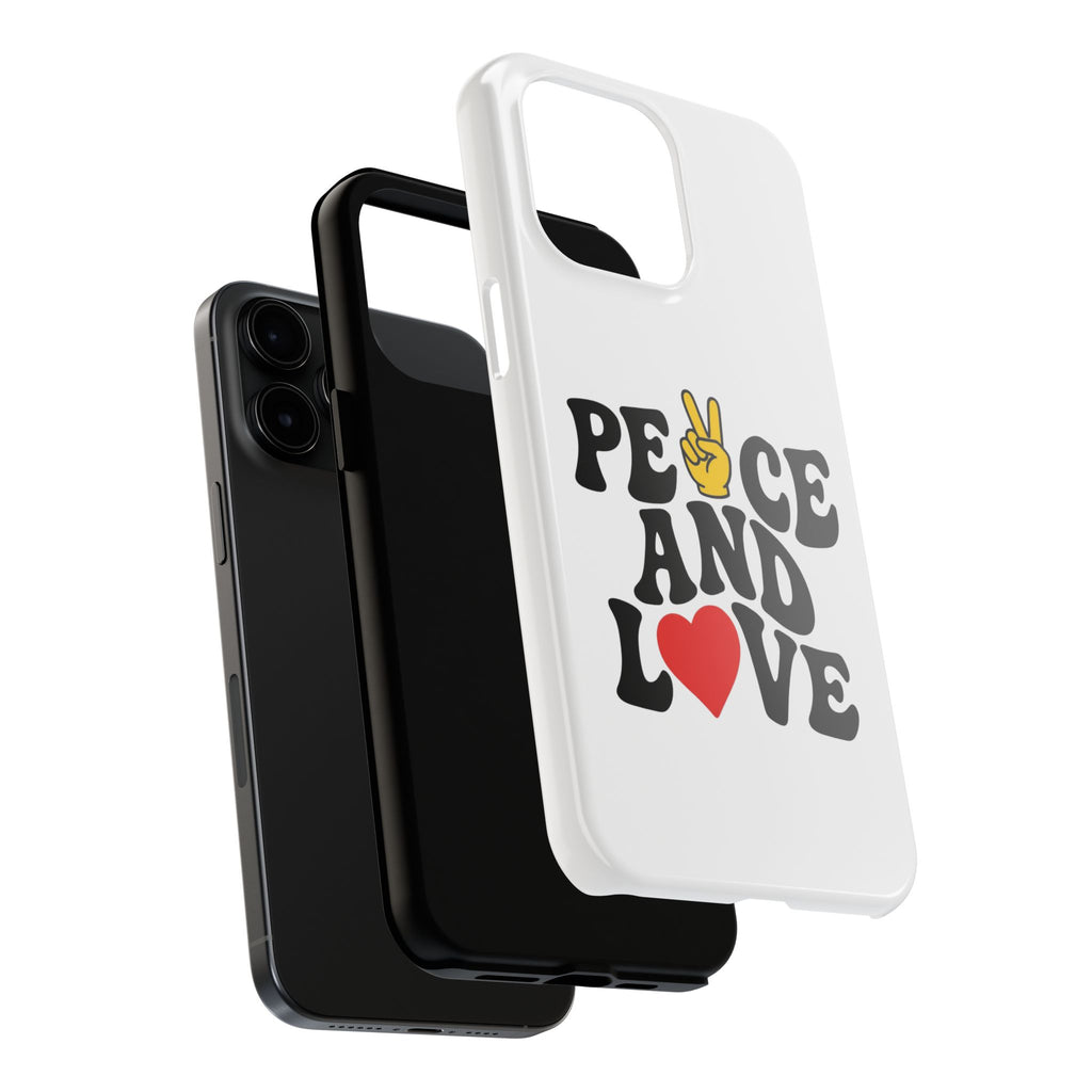 Peace and Love Tough Phone Case — Retro Peace Sign & Heart Protective Cover