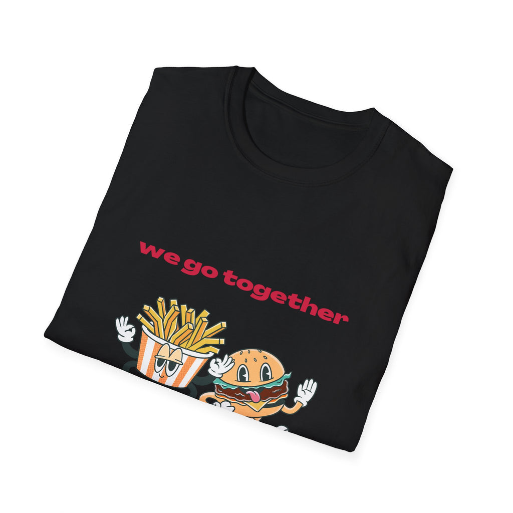 Burger & Fries Graphic T-Shirt — "We Go Together" Cute Matching Tee