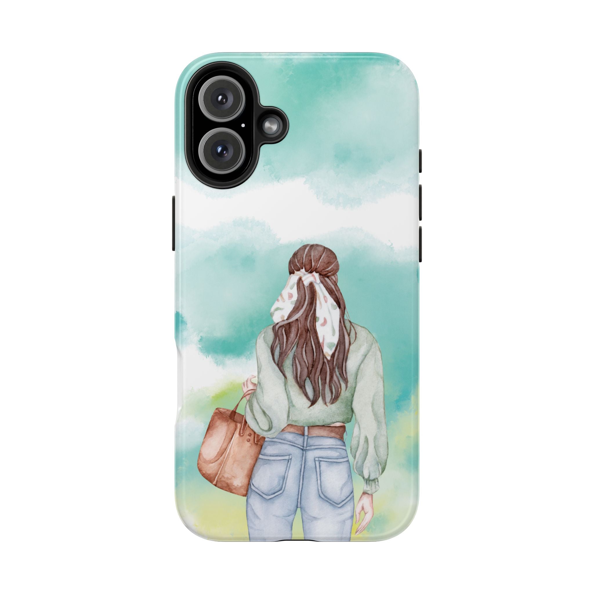 Watercolor Girl Tough Phone Case — Trendy Pastel Back-to-School Protective Cover