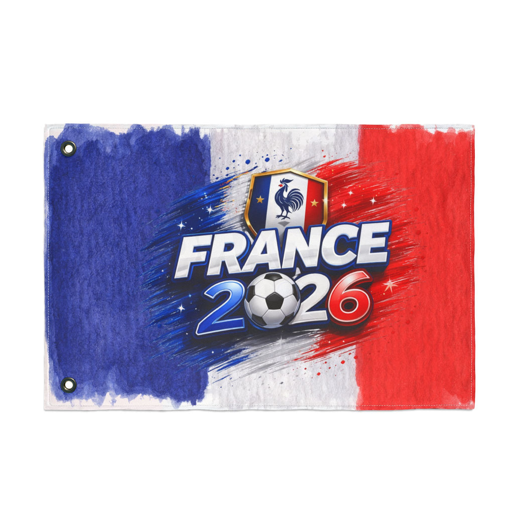 France 2026 Soccer Flag — Double-Sided French Tricolor Football Fan Banner