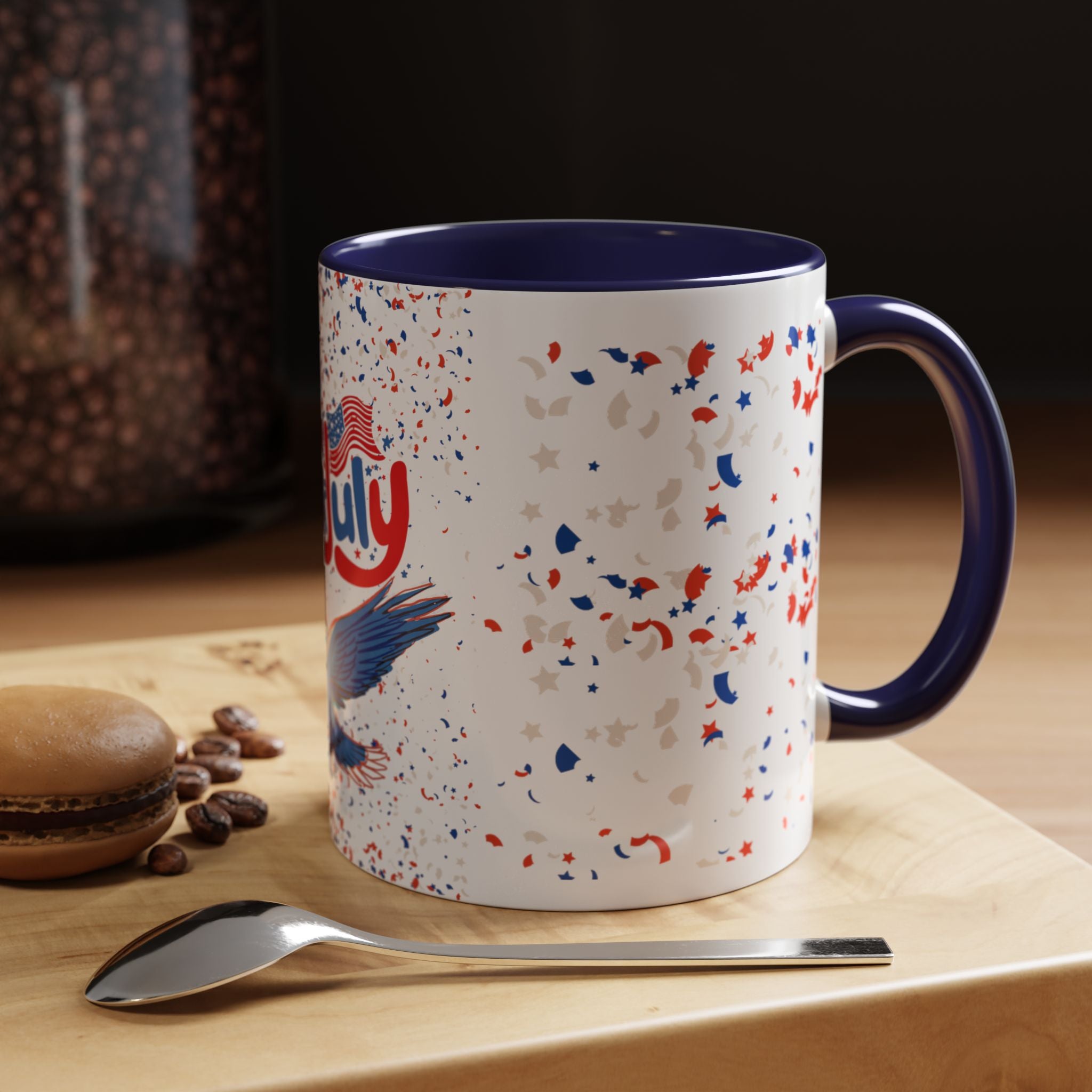 4th of July Coffee Mug - Patriotic Eagle Accent Mug, Red White & Blue Celebration Drinkware