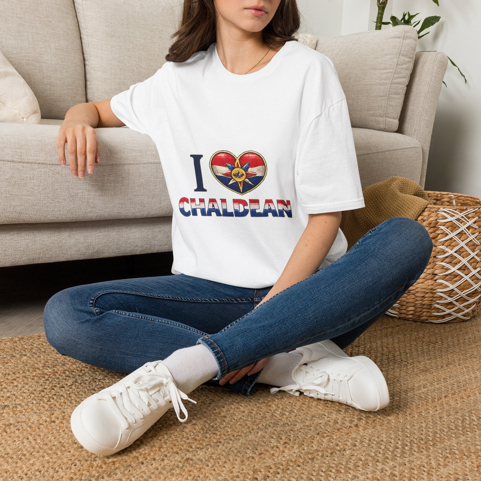 Chaldean Pride T-Shirt — "I  Chaldean" Flag Heart Design
