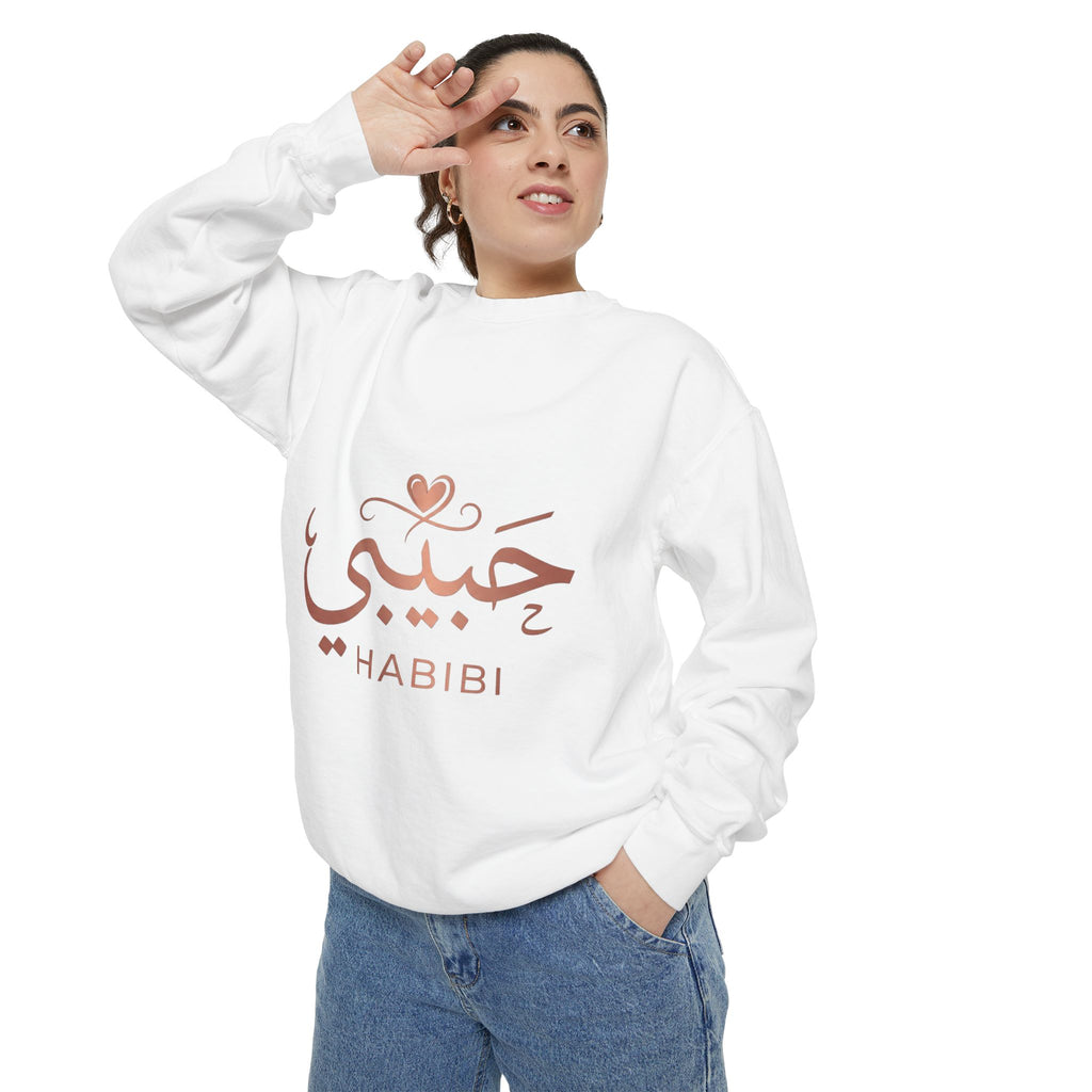 Habibi Sweatshirt — Arabic 'حبيبي' Rose Gold Graphic Crewneck