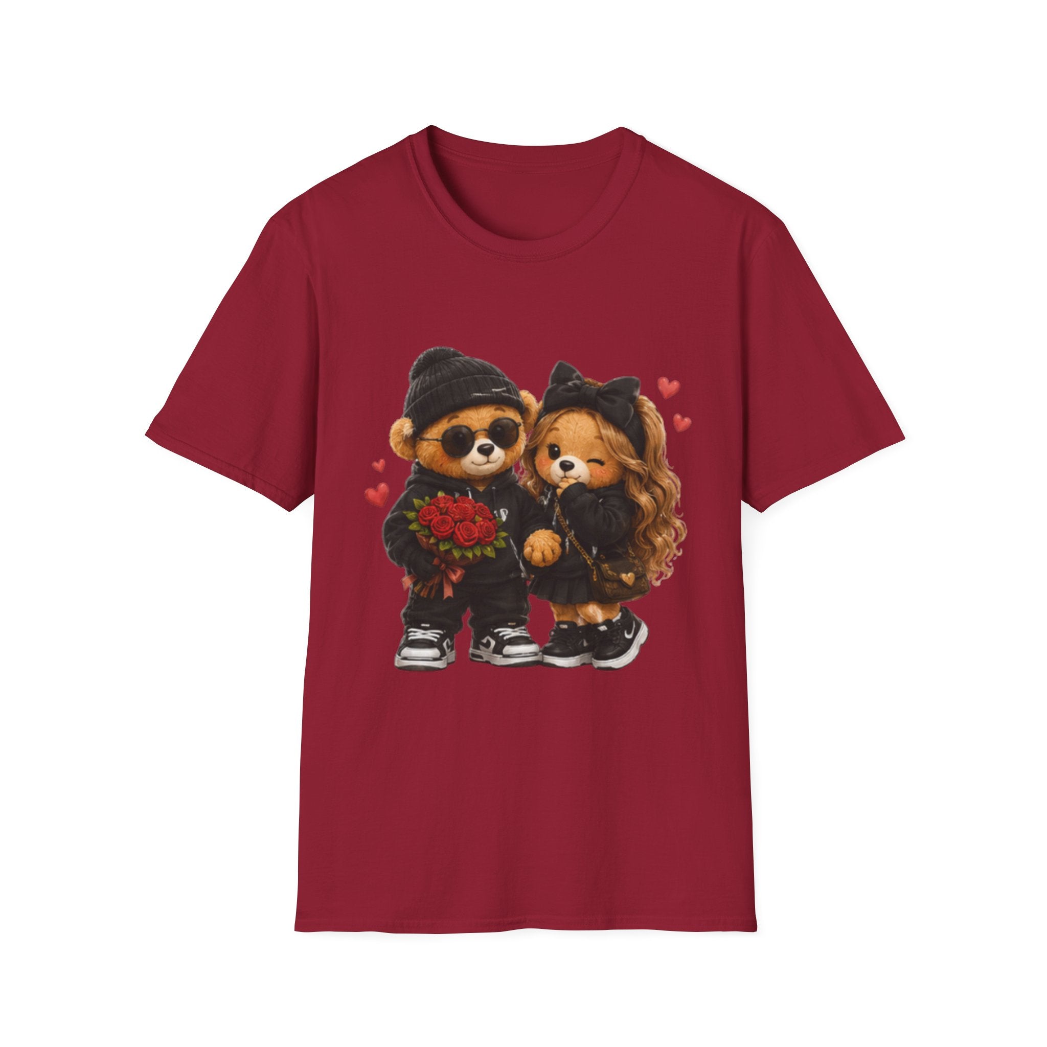 Cute Couple Bears unisex T-Shirt - Romantic Valentine’s Day Graphic Tee with Teddy Pair Holding Roses