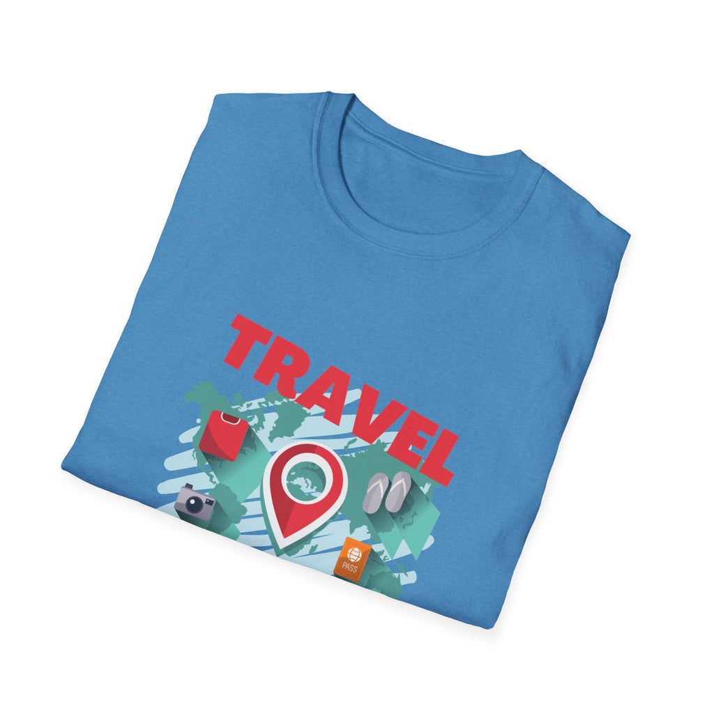Travel Is My Therapy T-Shirt — Wanderlust Map Tee for Travelers & Adventure Lovers