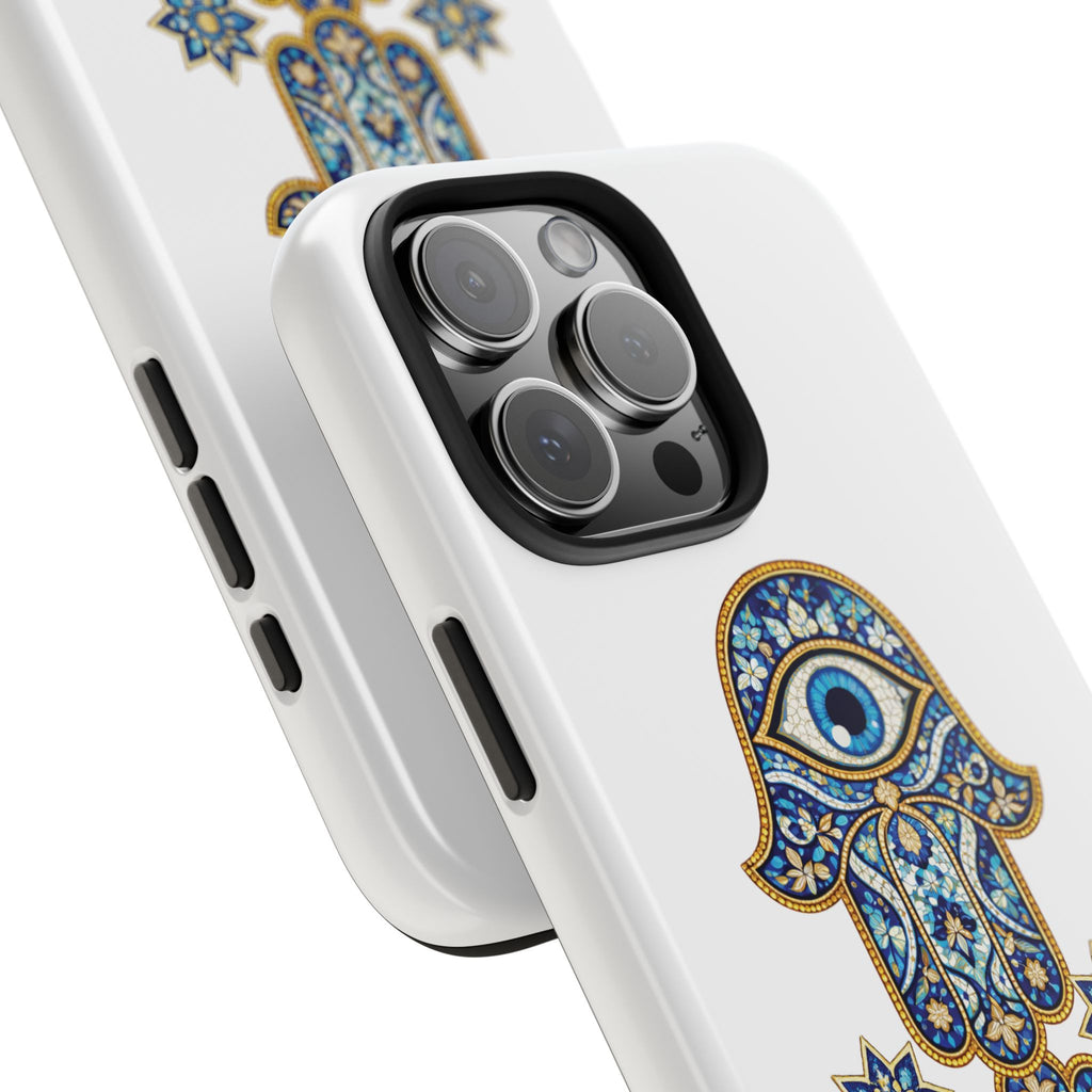 Hamsa Eye Tough Phone Case — Blue Mosaic Protective Phone Cover