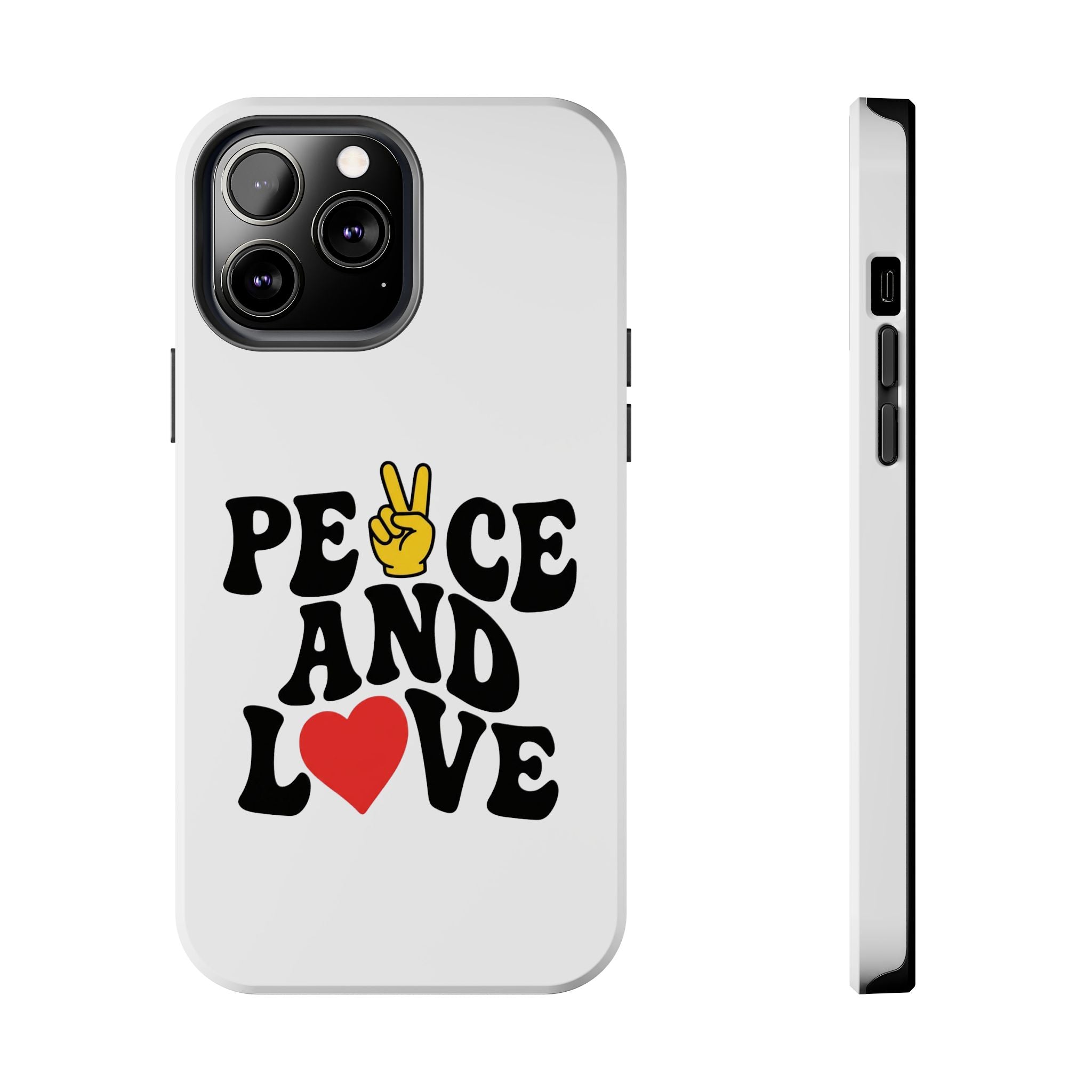 Peace and Love Tough Phone Case — Retro Peace Sign & Heart Protective Cover