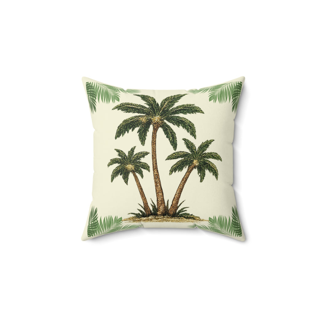 Palm Tree Decorative Pillow — Tropical Beach Accent Cushion