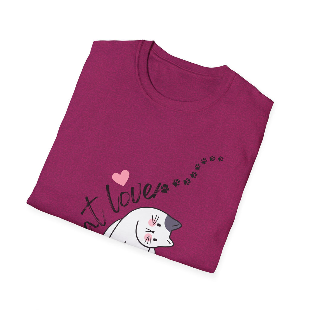 Cat Lover T-Shirt – Cute Heart & Pawprint Kitten Graphic
