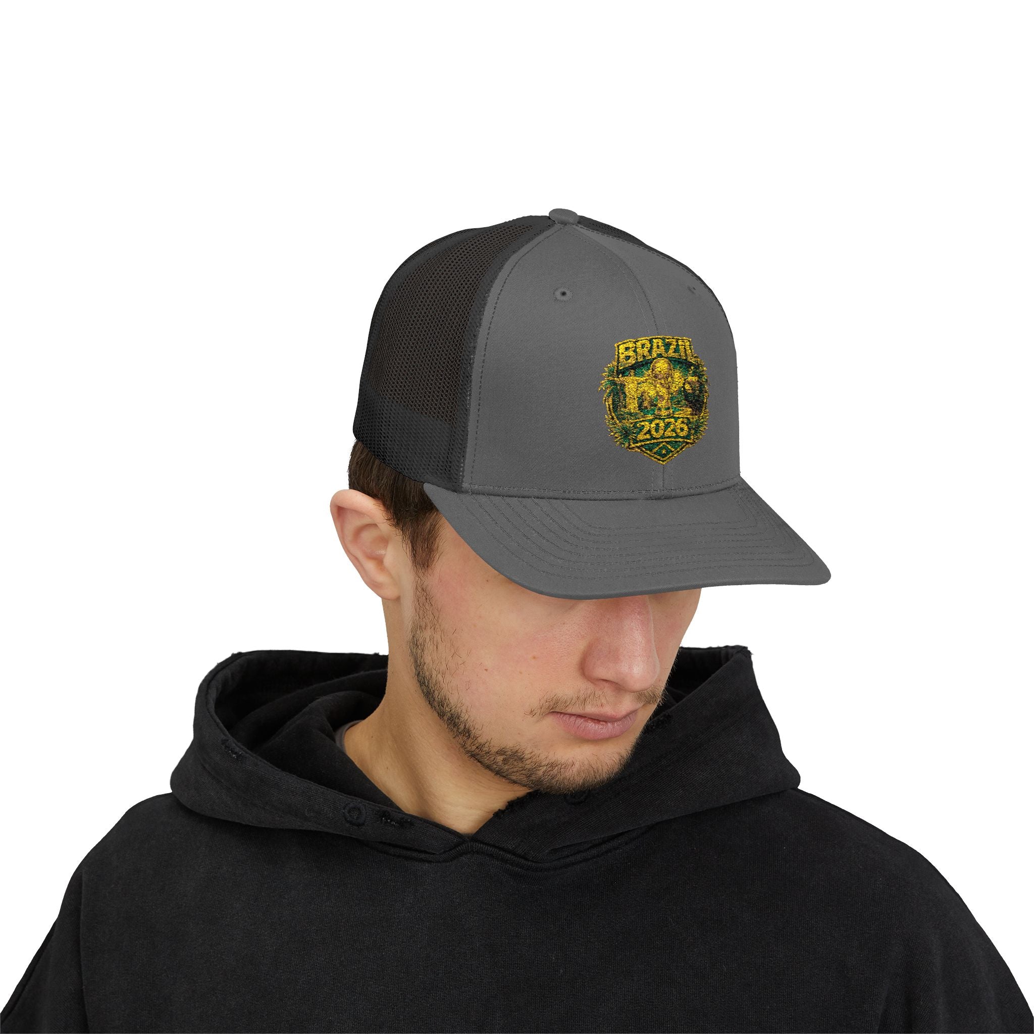 Brazil  Vintage Patch Trucker Cap — Rustic 2026 Crest Snapback
