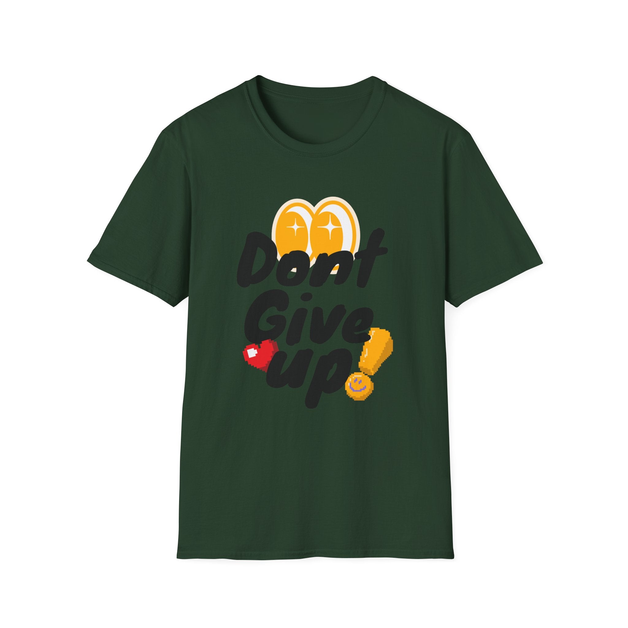 Don't Give Up T-Shirt — Motivational Graphic Tee with Positive Icons