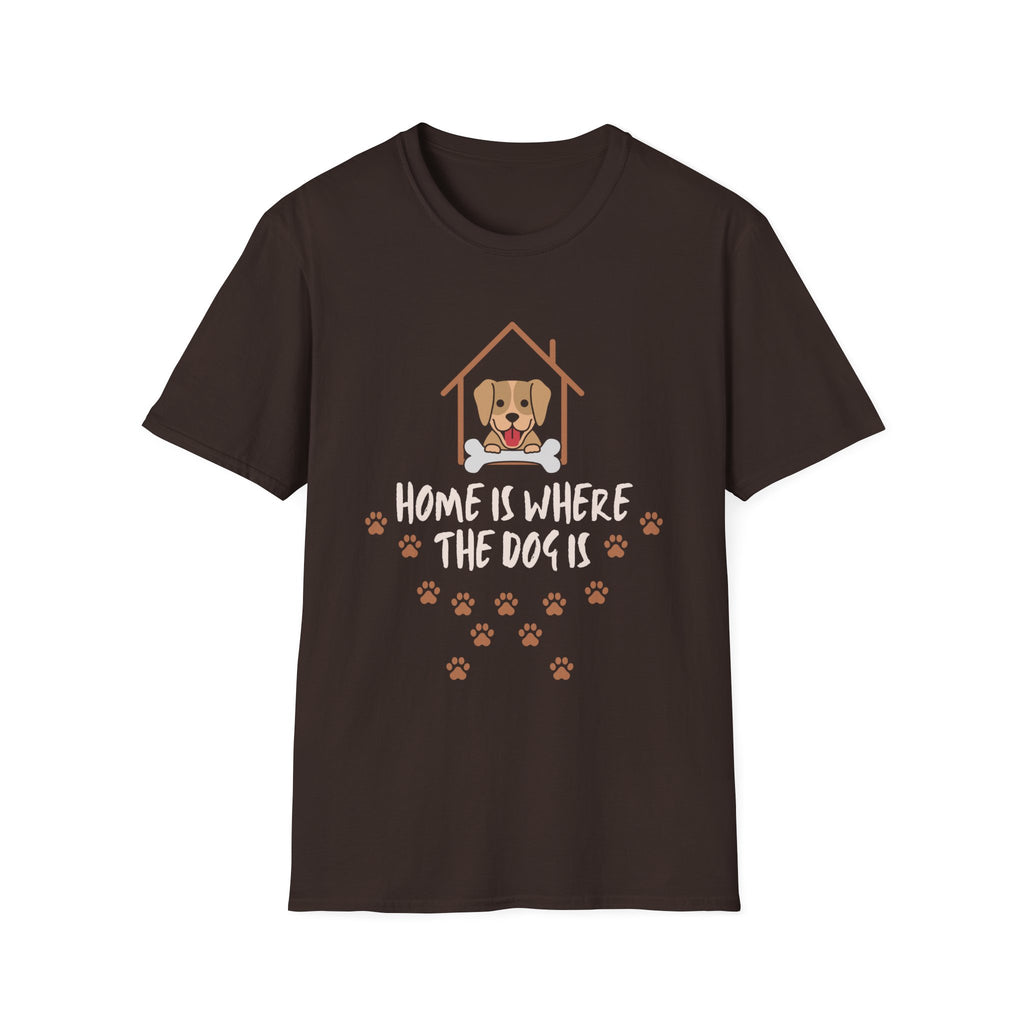 Dog Lover T-Shirt — "Home Is Where The Dog Is" Paw Print Tee