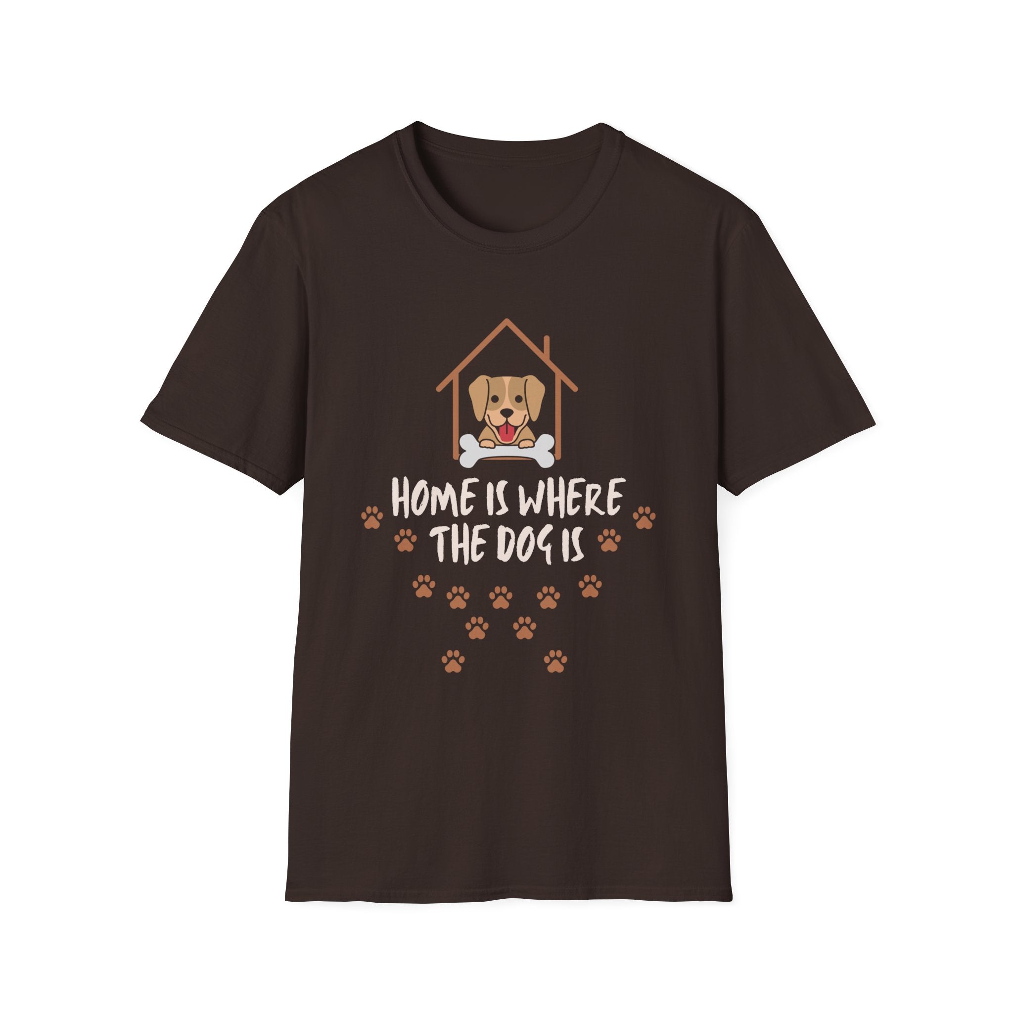 Dog Lover T-Shirt — "Home Is Where The Dog Is" Paw Print Tee