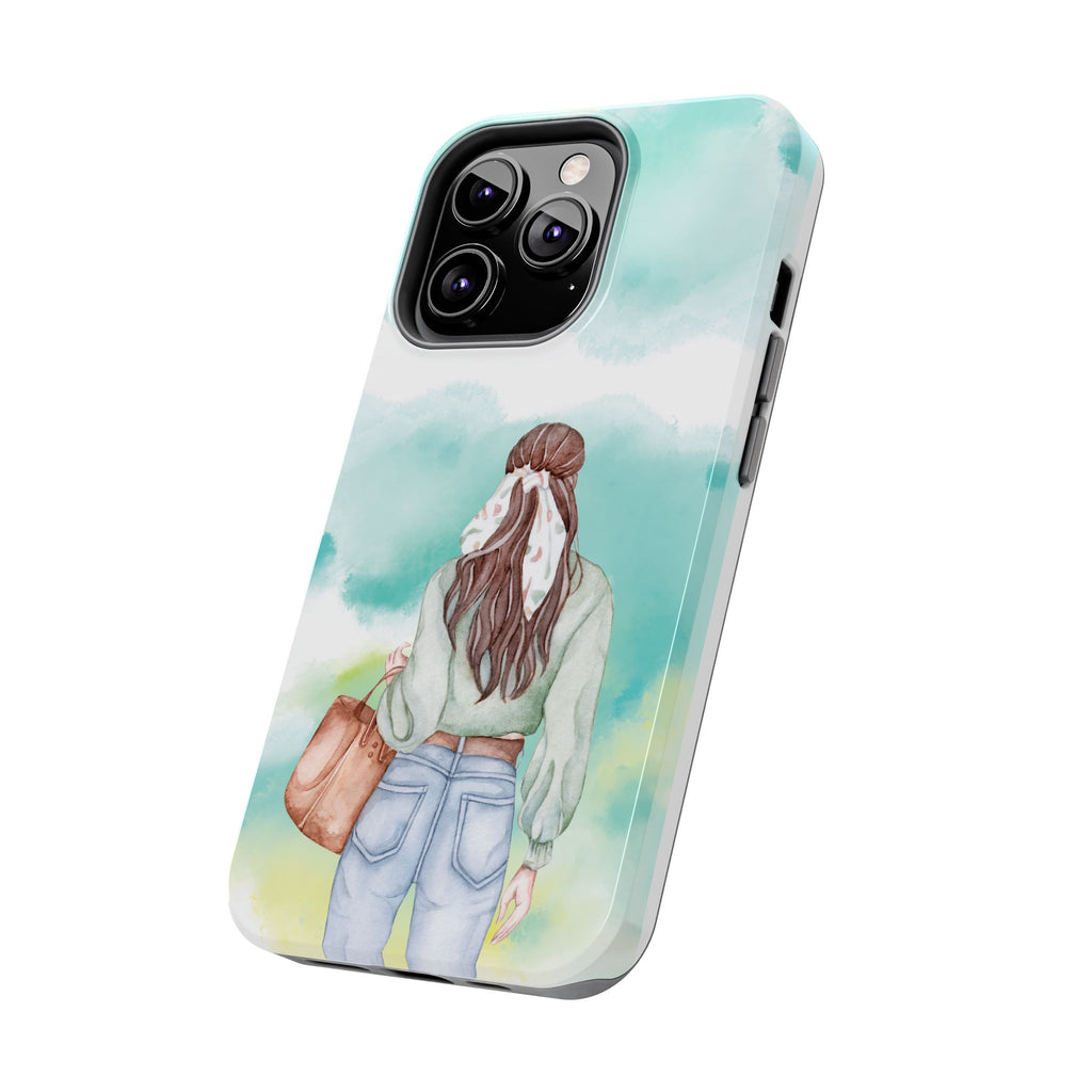 Watercolor Girl Tough Phone Case — Trendy Pastel Back-to-School Protective Cover