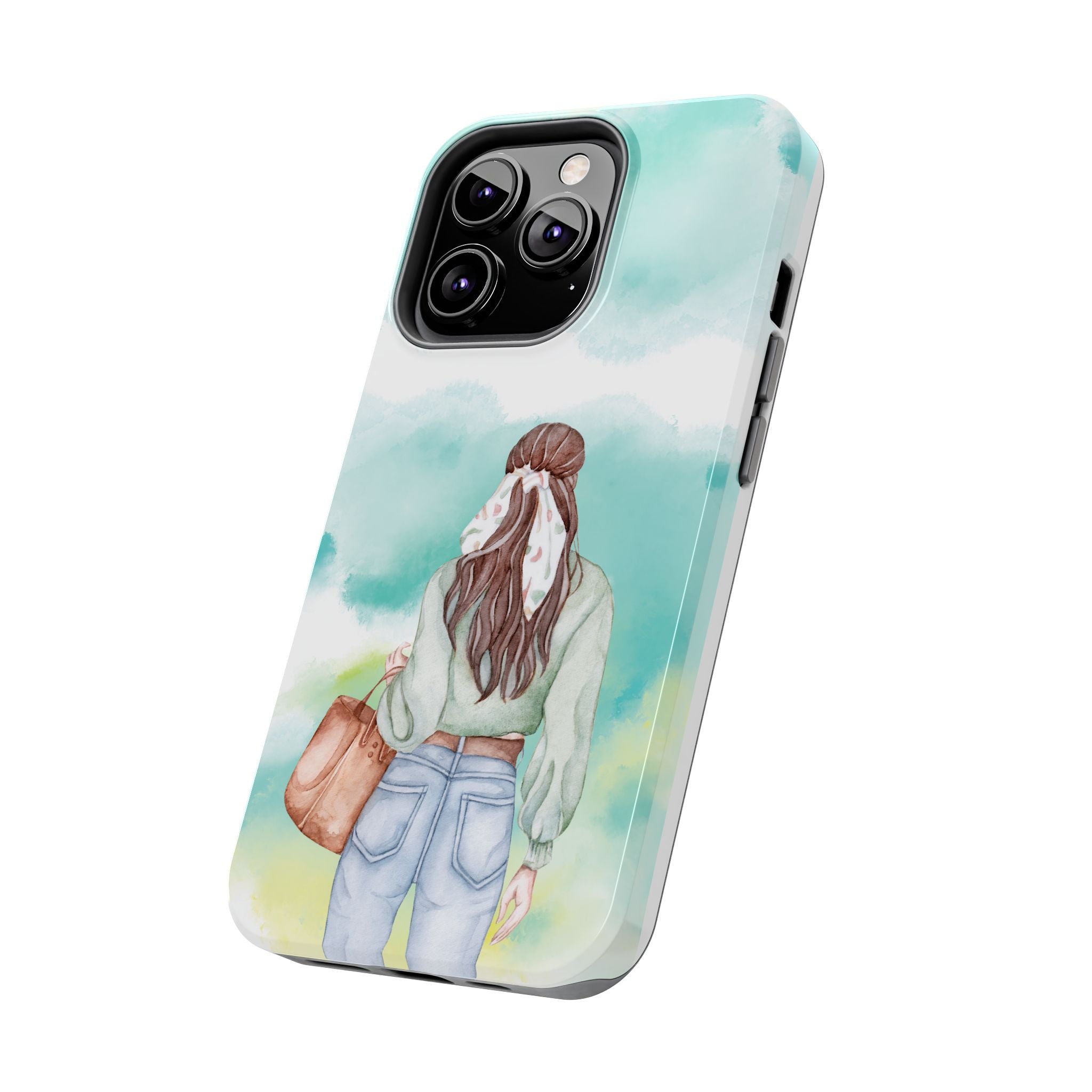 Watercolor Girl Tough Phone Case — Trendy Pastel Back-to-School Protective Cover