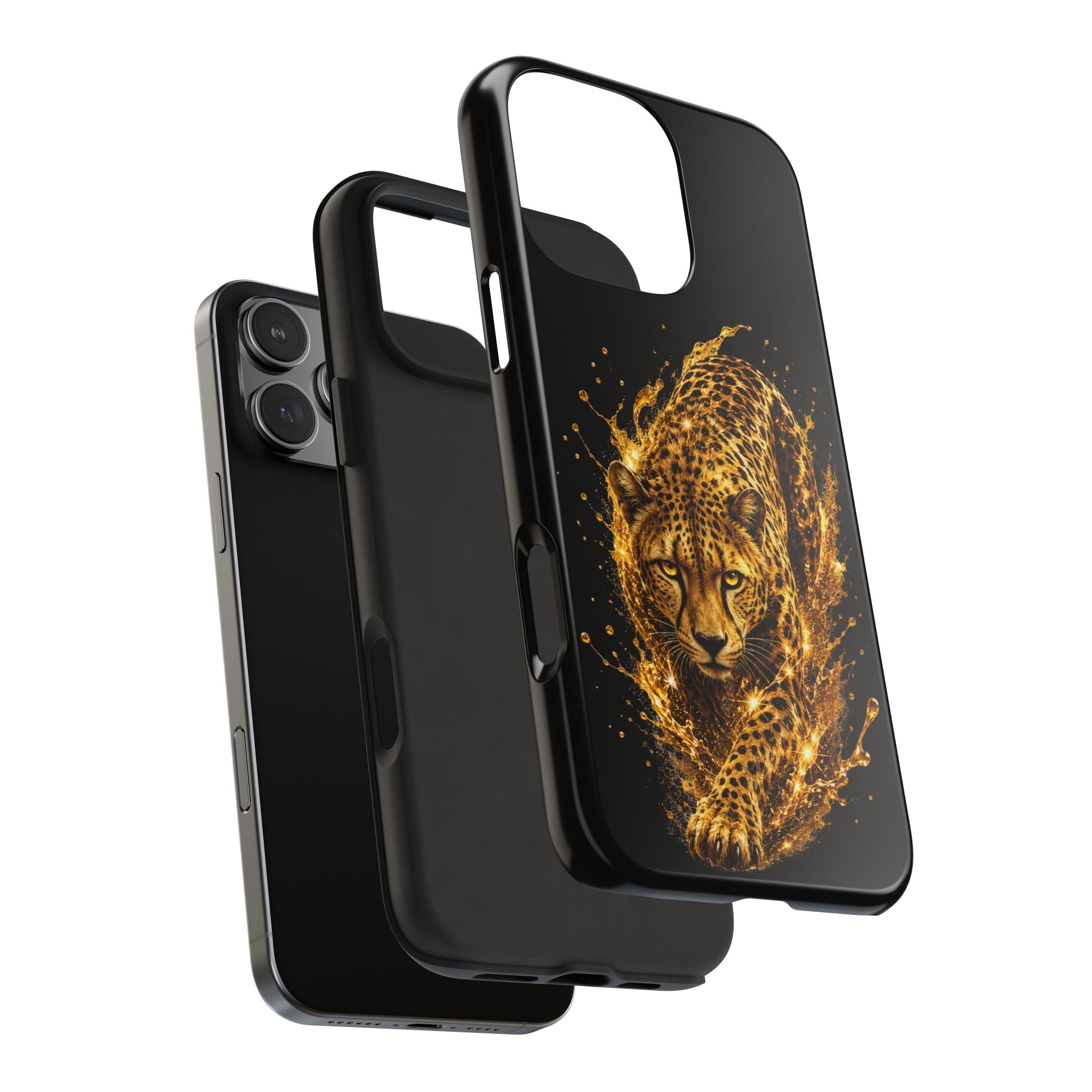 Golden Cheetah Tough Phone Case — Fierce Splash Design, Protective iPhone Cover