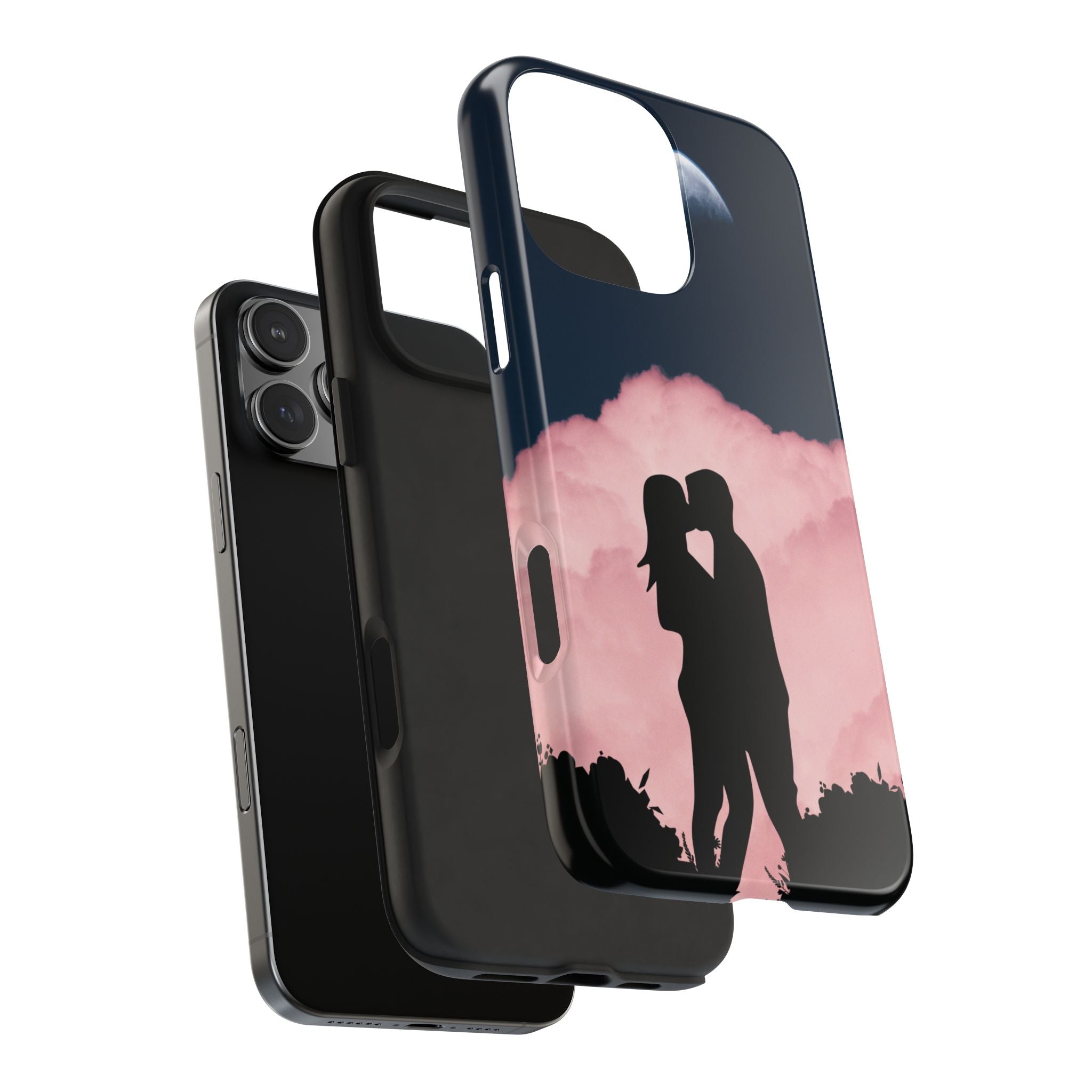 Tough Phone Case — Romantic Couple Silhouette with Moon & Pink Cloud