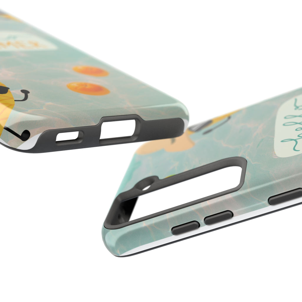 Hello Summer Tough Phone Case - Cute Pineapple & Oranges Beach Design