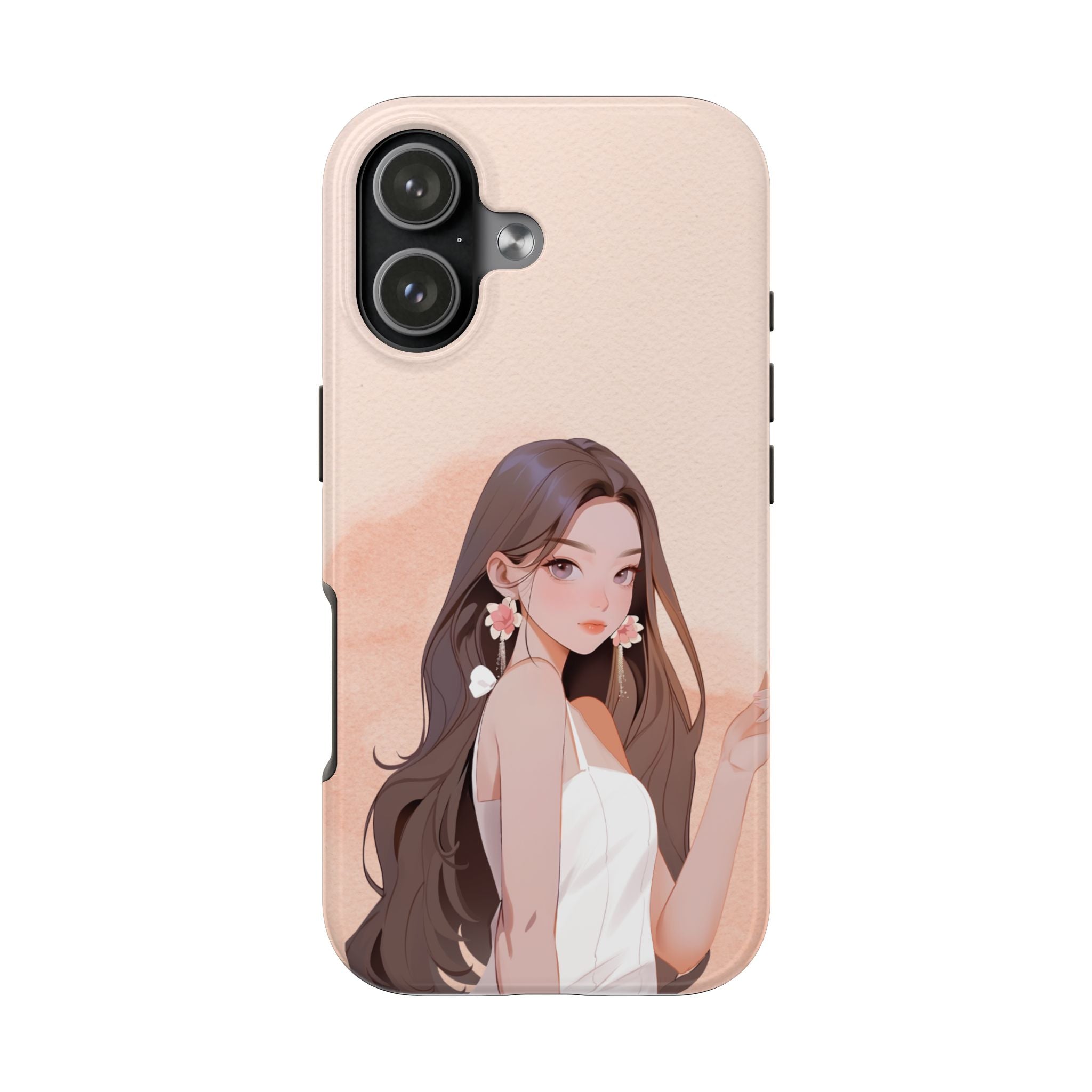 Tough Phone Case — Elegant Anime Girl Illustration, Protective Slim Phone Cover