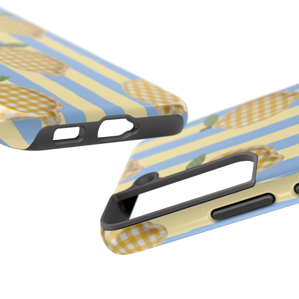 Tough Phone Case — Blue & Yellow Gingham Lemon Design