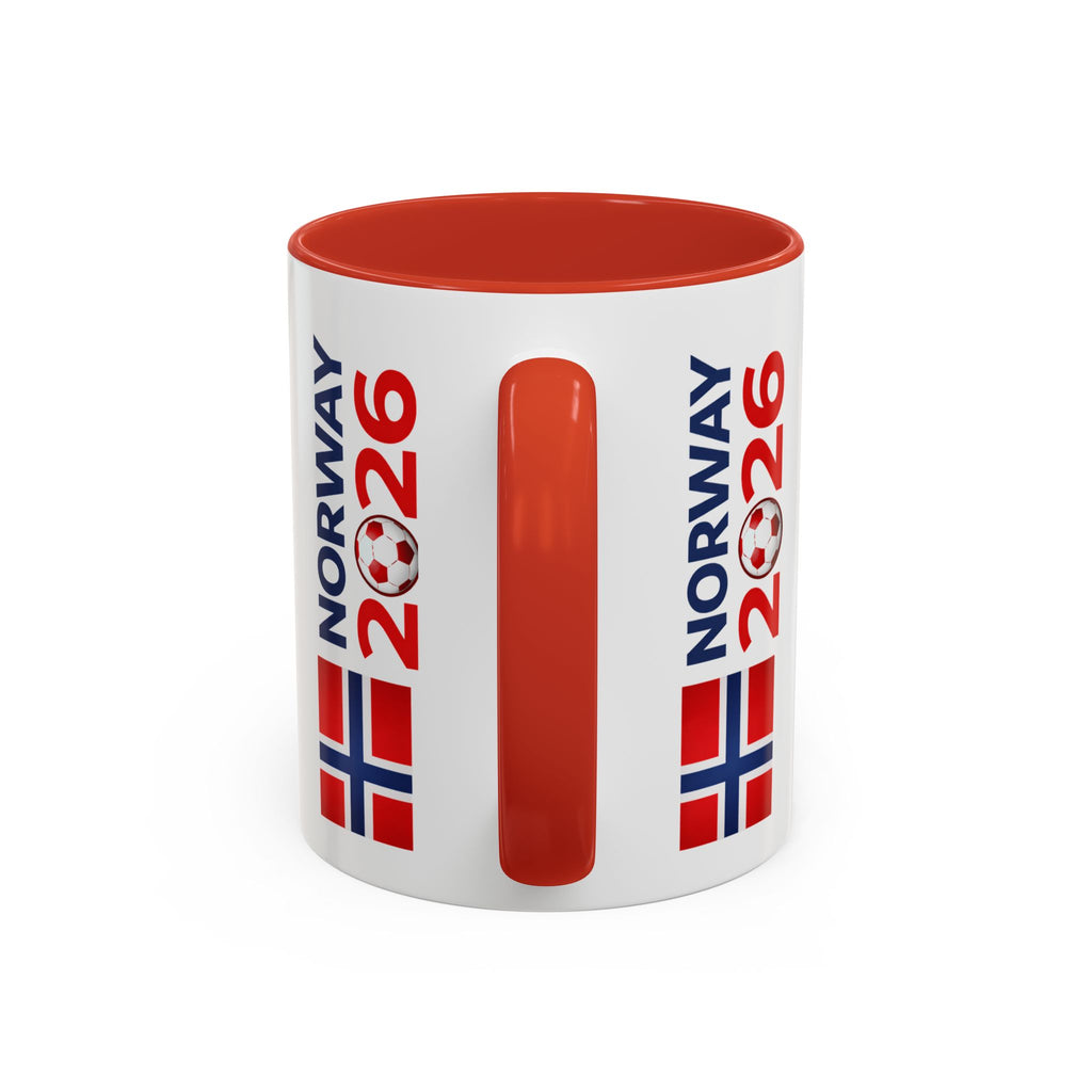 Norway Flag Accent Coffee Mug – Norway 2026 Soccer Fan Ceramic Mug (11/15oz)