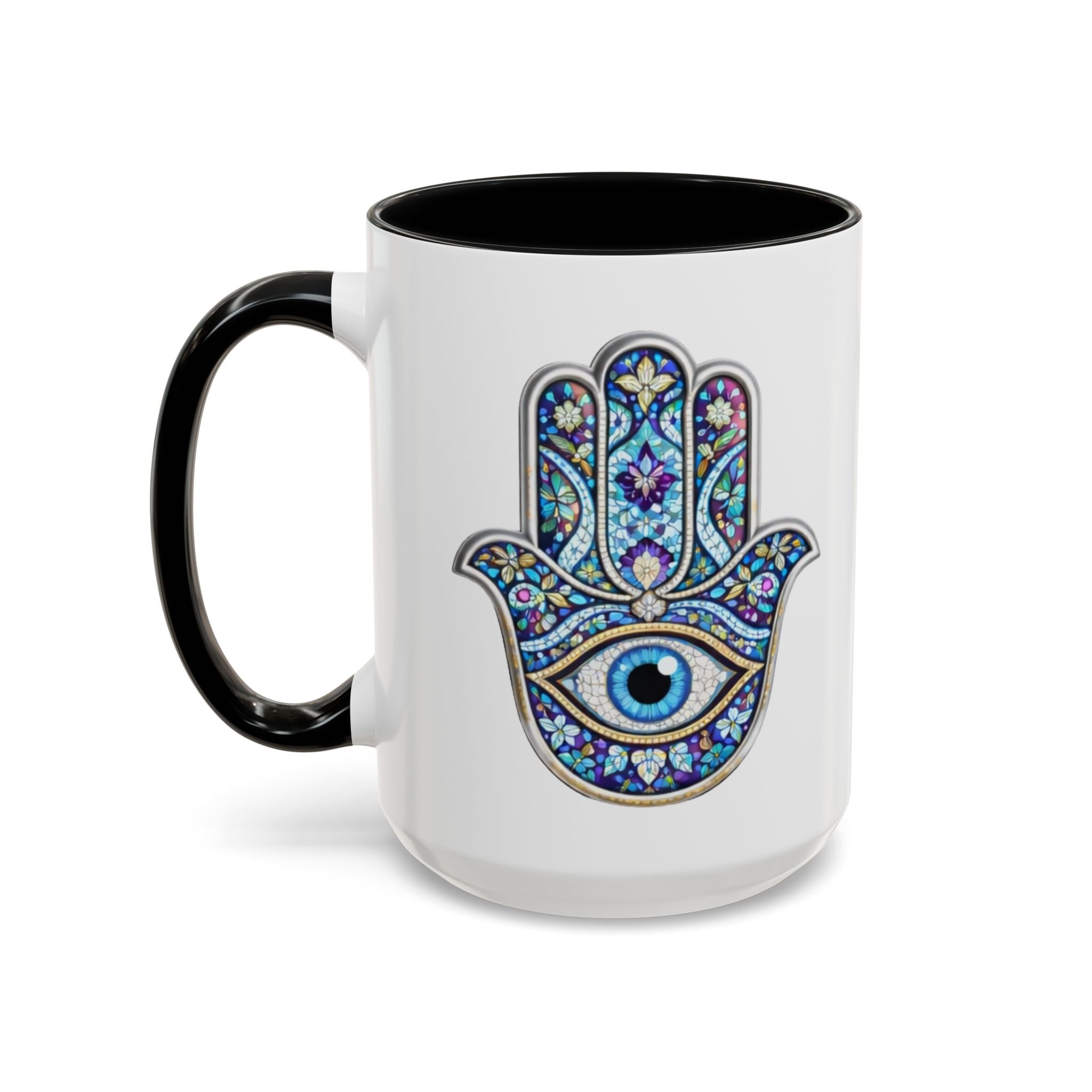 Hamsa Eye Accent Coffee Mug