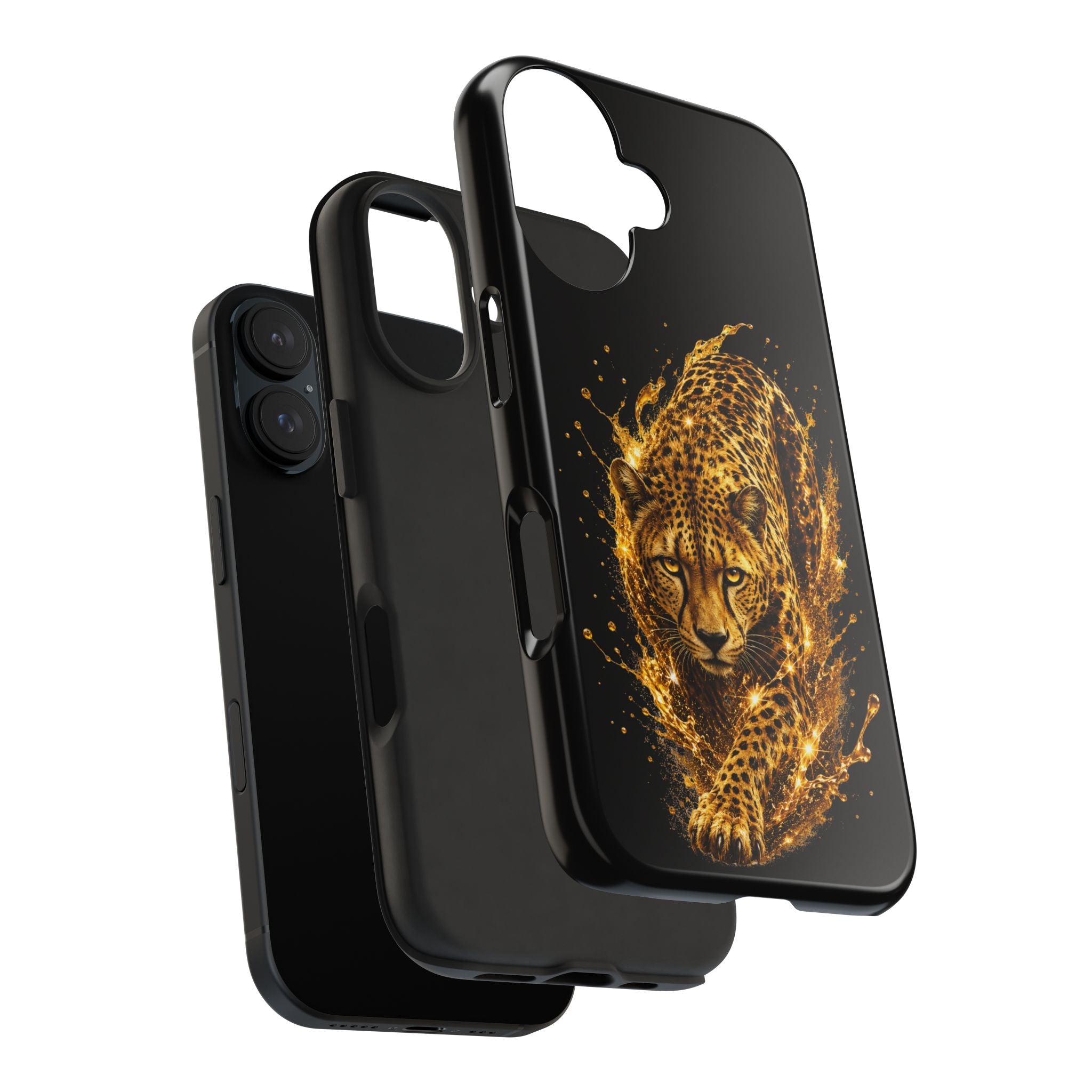 Golden Cheetah Tough Phone Case — Fierce Splash Design, Protective iPhone Cover