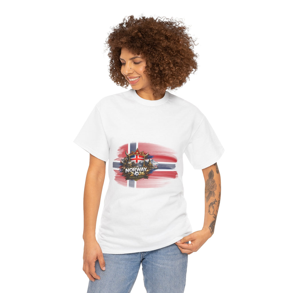 Norway 2026 Football Fan T-Shirt — Norwegian Flag & Trophy Soccer Tee