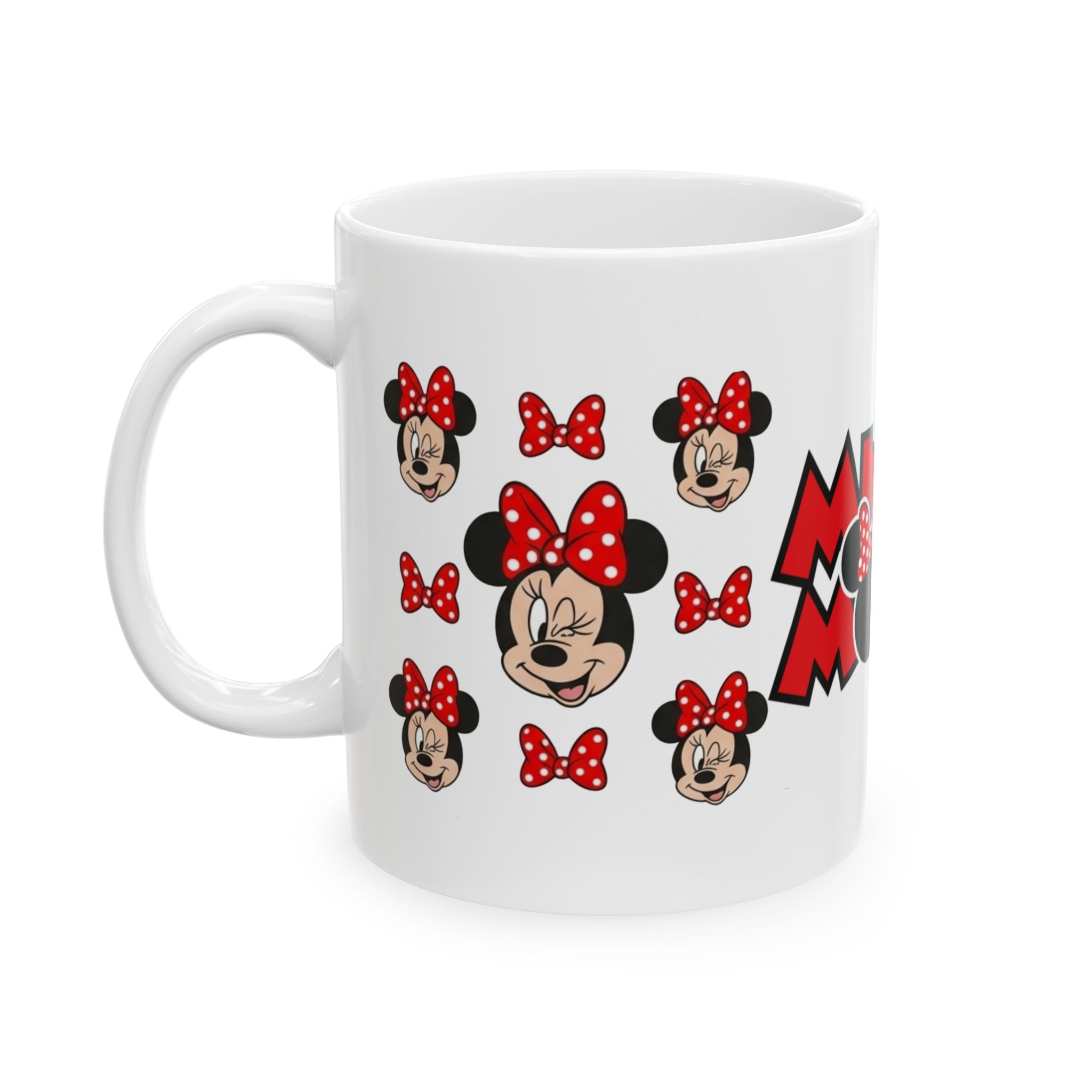 Minnie Mouse Ceramic Mug — Cute Polka Dot Bow Disney Coffee Cup (11oz)