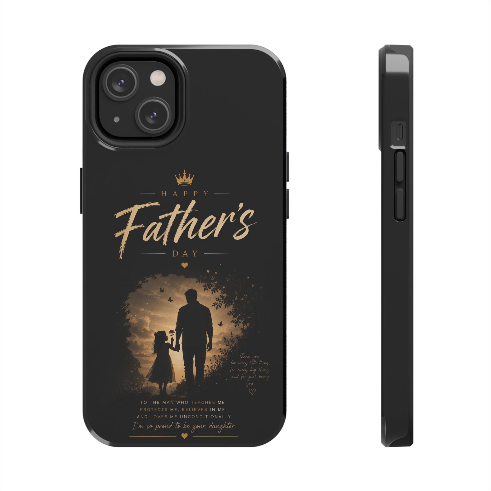 Father's Day Tough Phone Case — 'Happy Father's Day' Silhouette Design