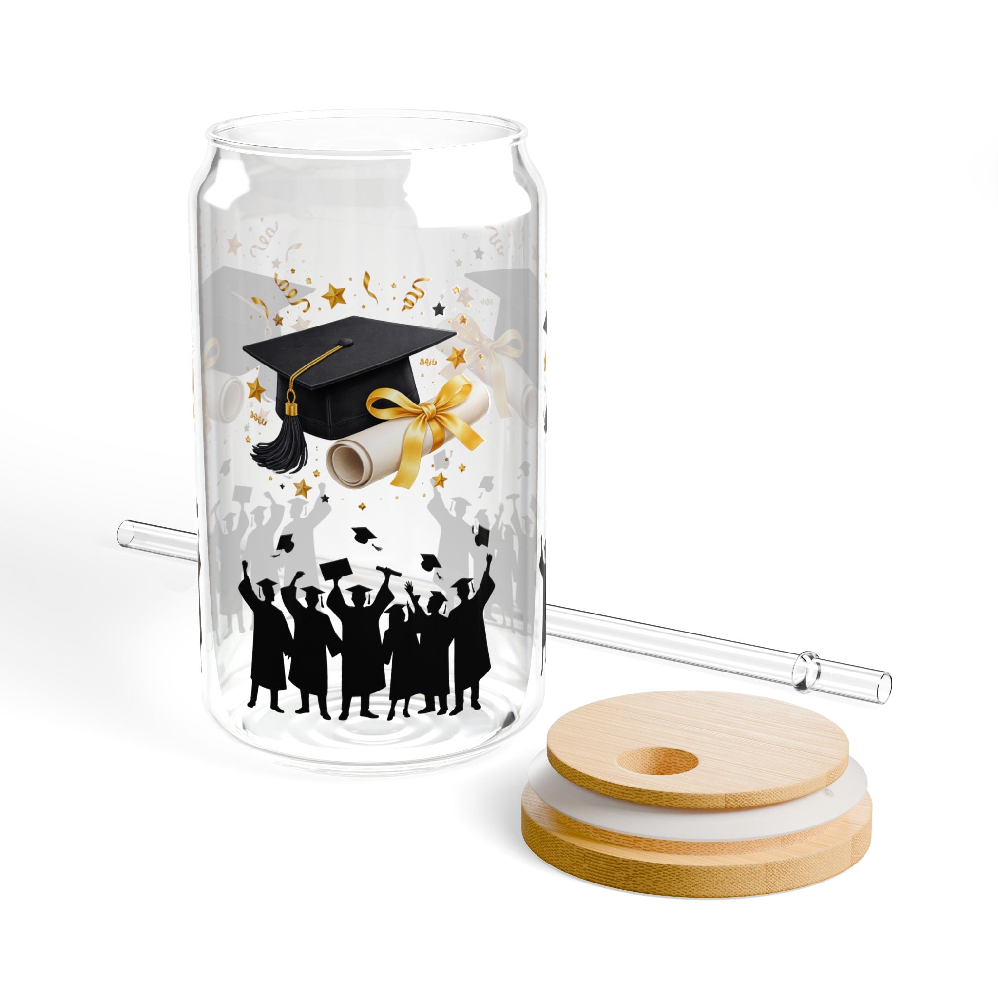 Graduation Cheers Sipper Glass - 16oz Graduation Cap & Diploma Party Tumbler