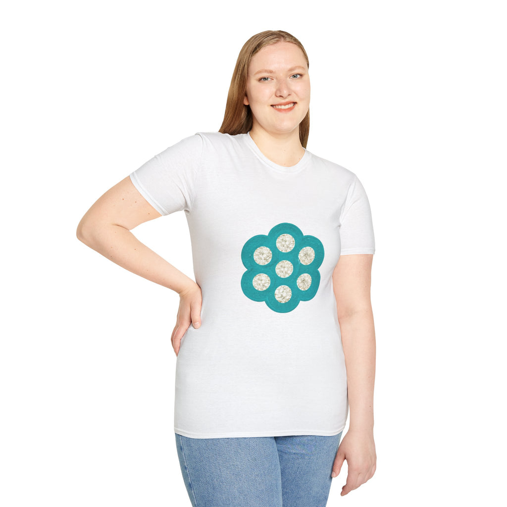 Teal Floral Honeycomb Graphic T-Shirt