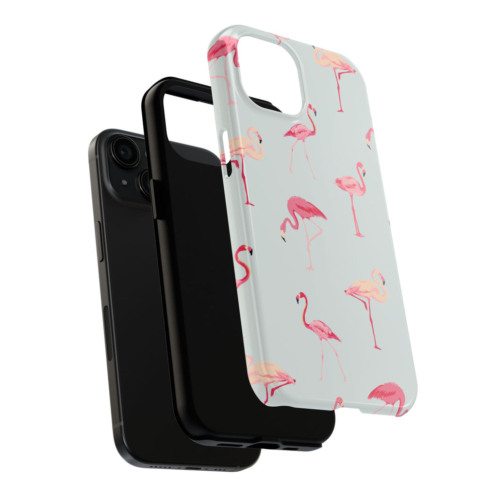 Flamingo Pattern Tough Phone Case — Cute Pink Birds Protective Phone Cover