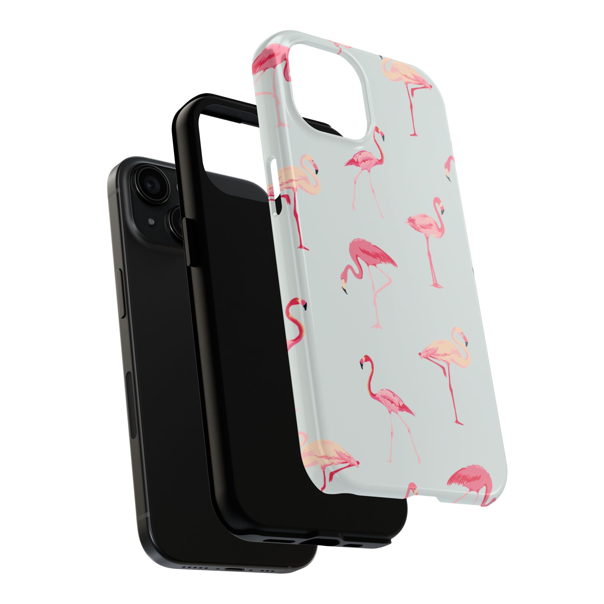 Flamingo Pattern Tough Phone Case — Cute Pink Birds Protective Phone Cover