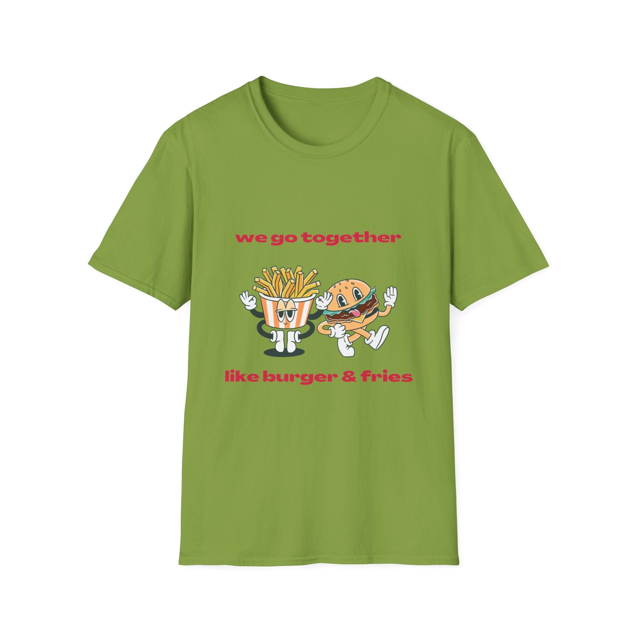 Burger & Fries Graphic T-Shirt — "We Go Together" Cute Matching Tee
