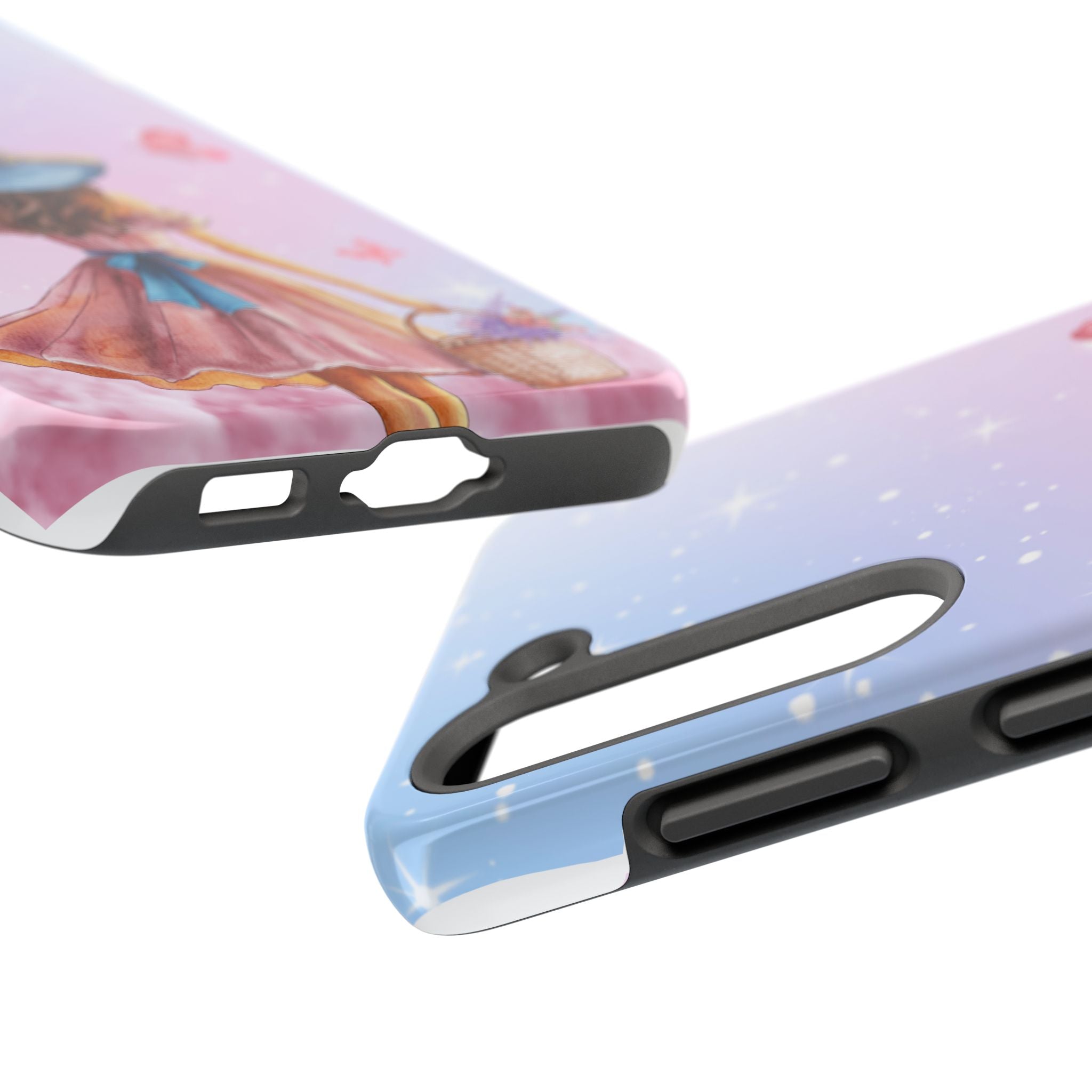 Pastel Girl with Hat Phone Case — Floral Basket Butterfly Tough Phone Case