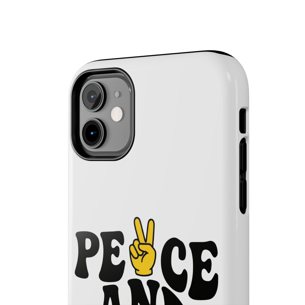 Peace and Love Tough Phone Case — Retro Peace Sign & Heart Protective Cover