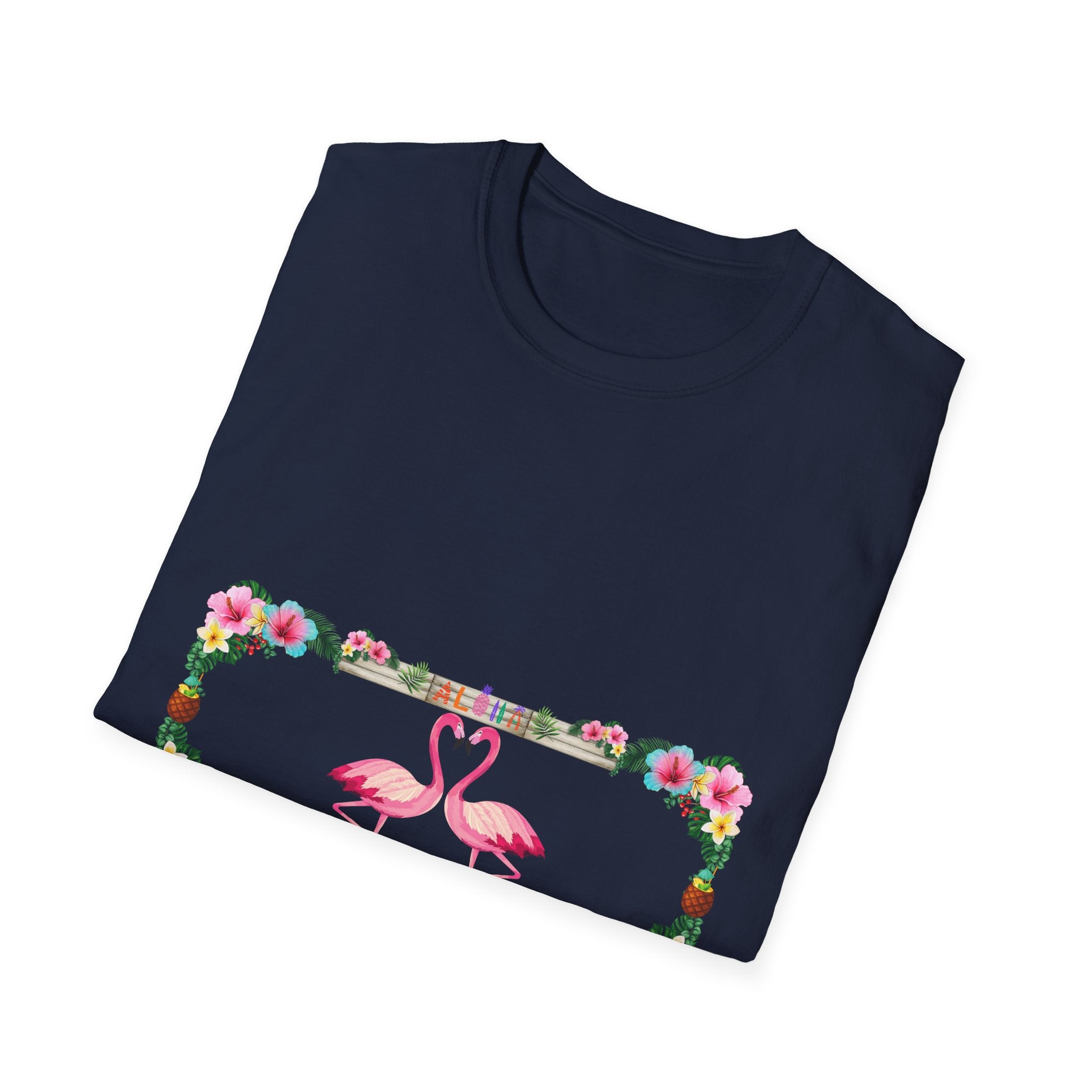 Flamingo Heart T-Shirt – Floral Romantic Couple Design
