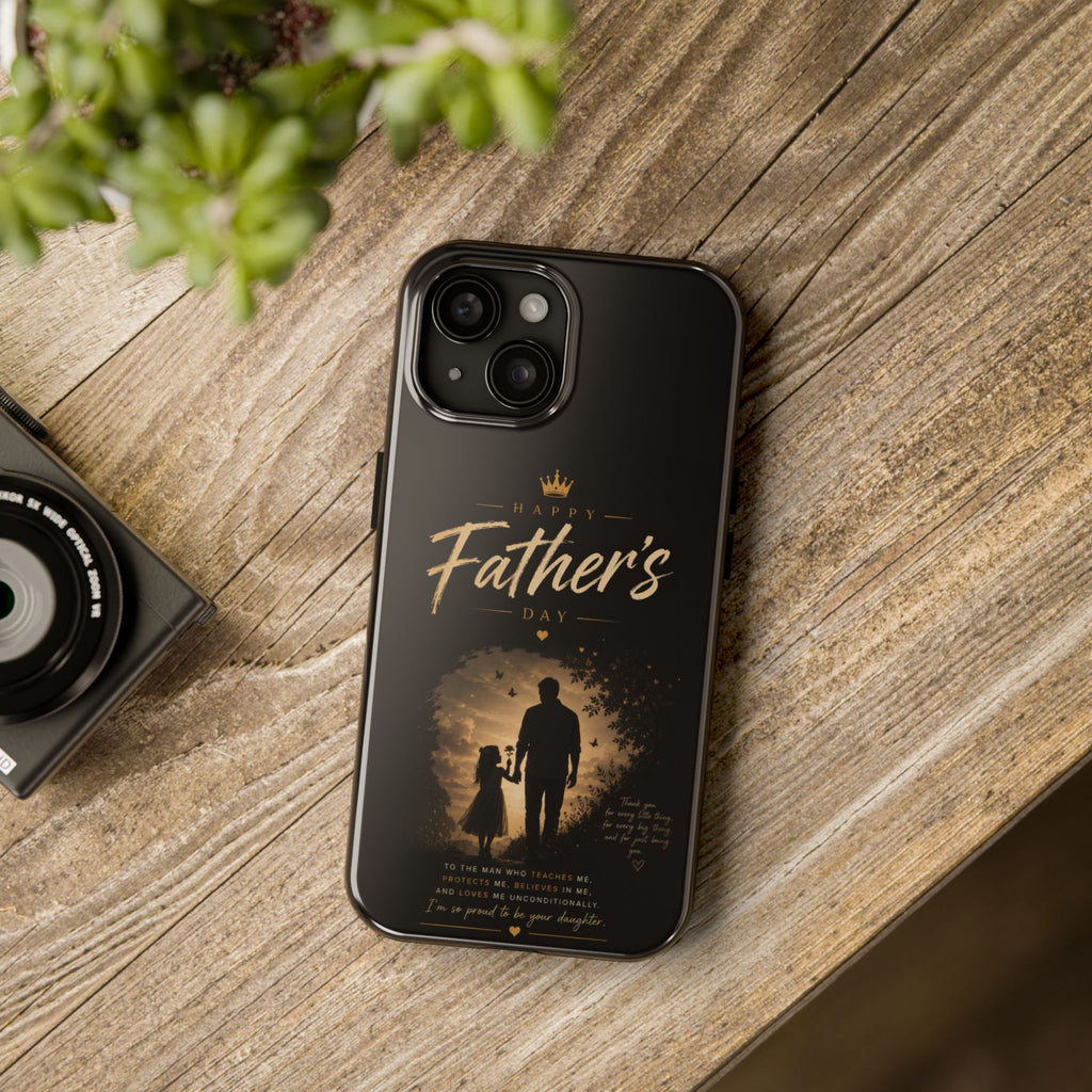 Father's Day Tough Phone Case — 'Happy Father's Day' Silhouette Design