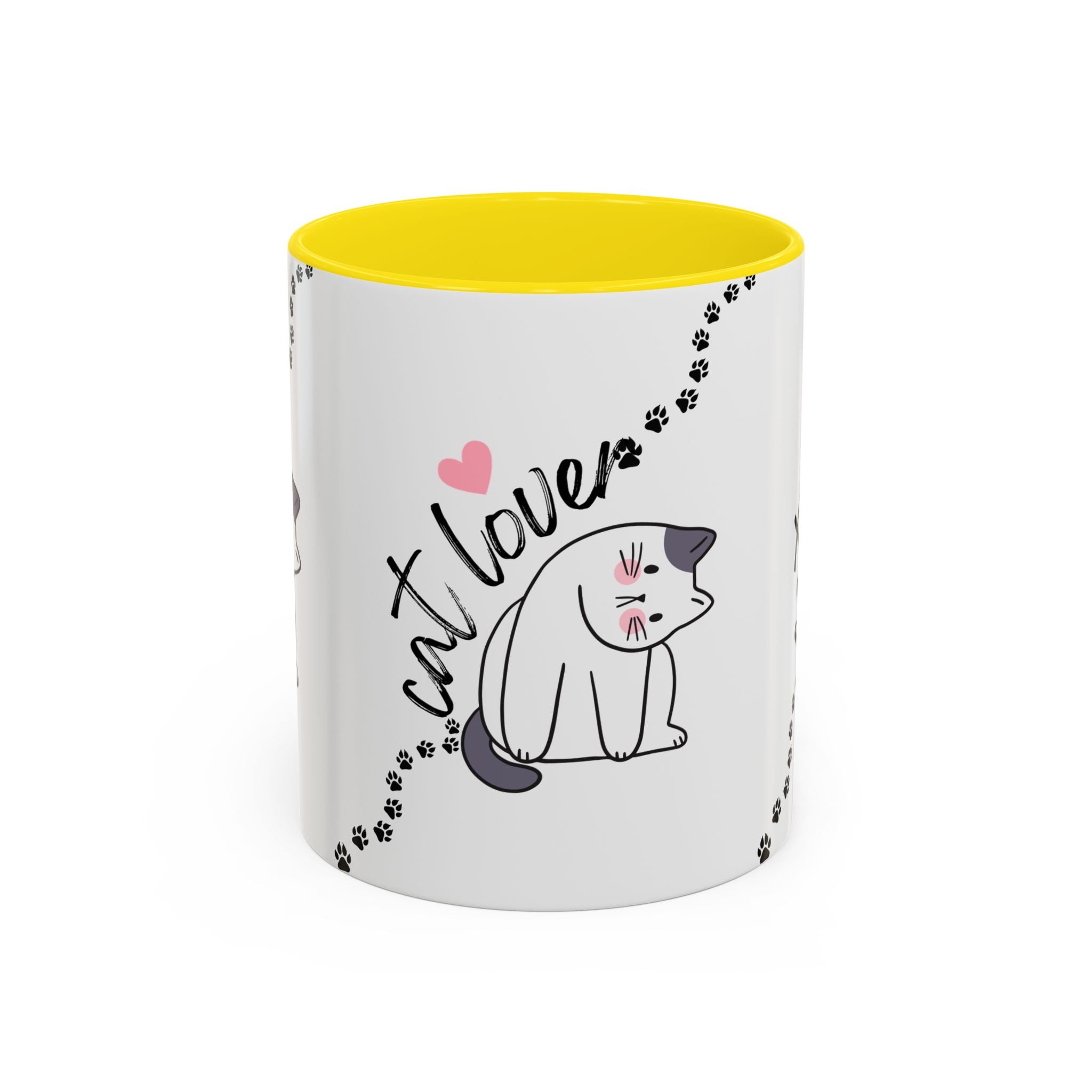 Cat Lover Coffee Mug — Cute Paw Print Accent Mug (11/15oz)