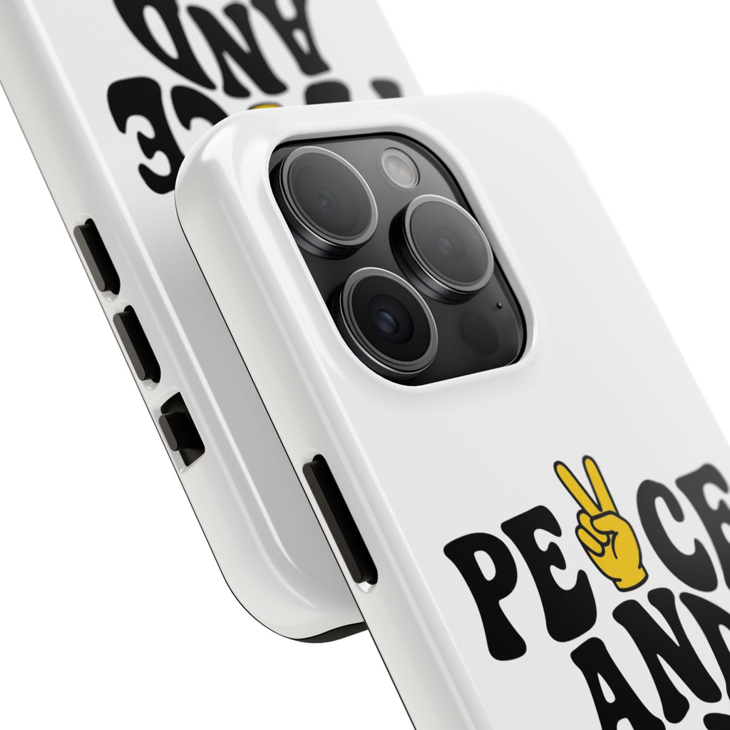 Peace and Love Tough Phone Case — Retro Peace Sign & Heart Protective Cover